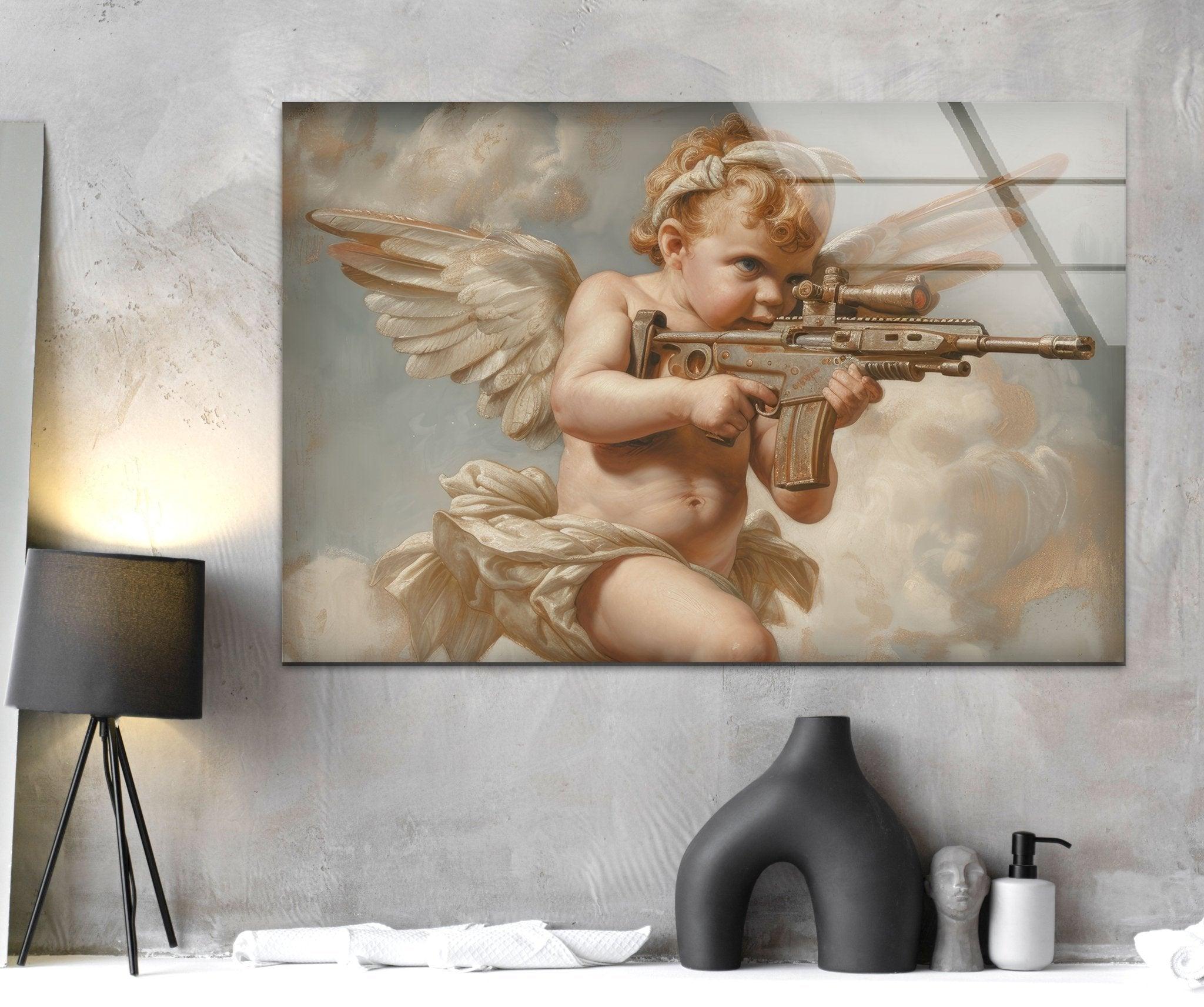 Baby Angel Glass Wall Art - Handcrafted Nursery Decor for Baby Rooms, Christening Gifts & Home Wall Decor | Perfect for Nurseries, Bedrooms & Spiritual Spaces