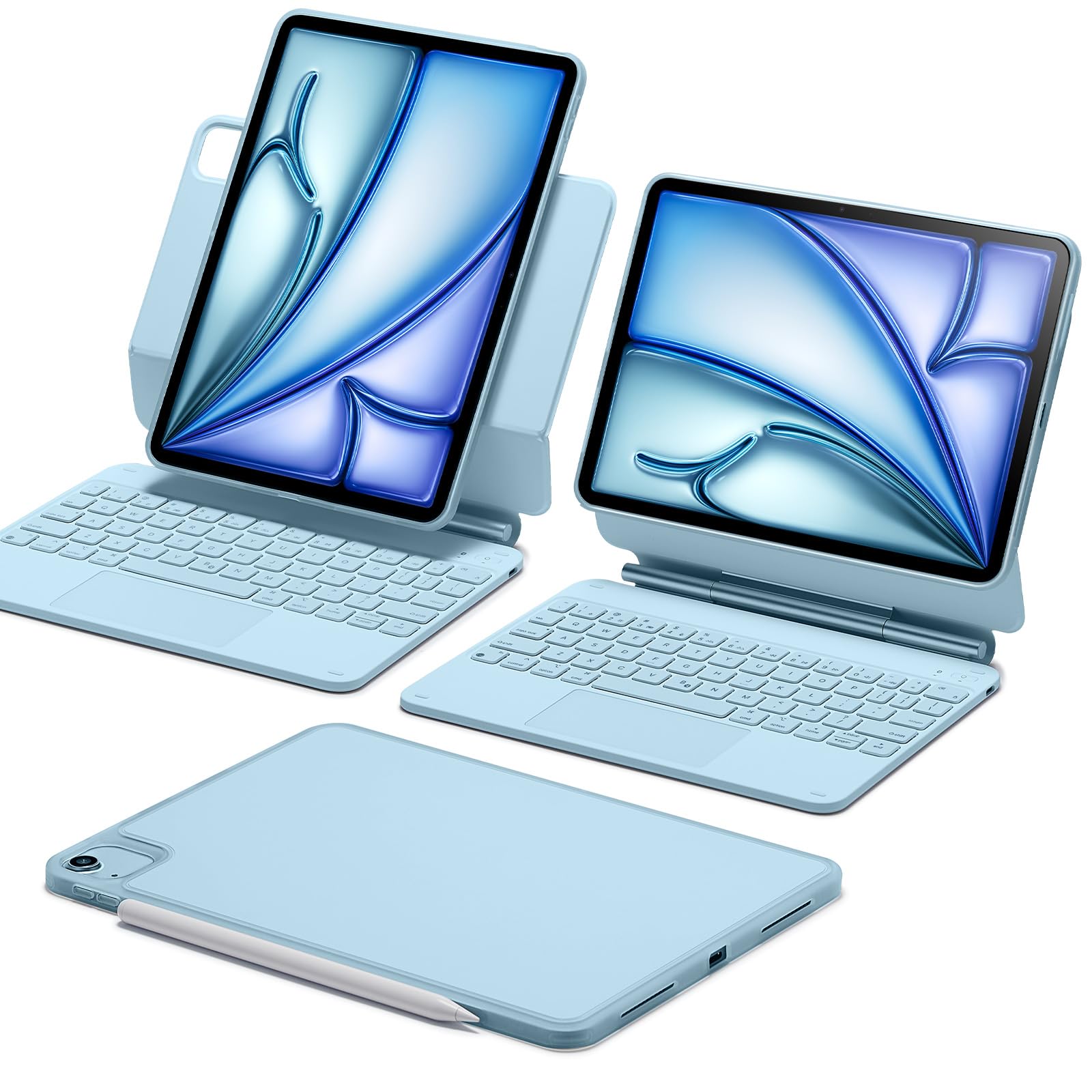 ESR iPad Air 11 Inch Keyboard Case (2024 M2 Model) - Magnetic Stand with Portrait/Raised Modes for iPad Pro 11/Air 6th/5th/4th Gen - Detachable Protective Cover in Blue | Perfect for Work, Study & Travel