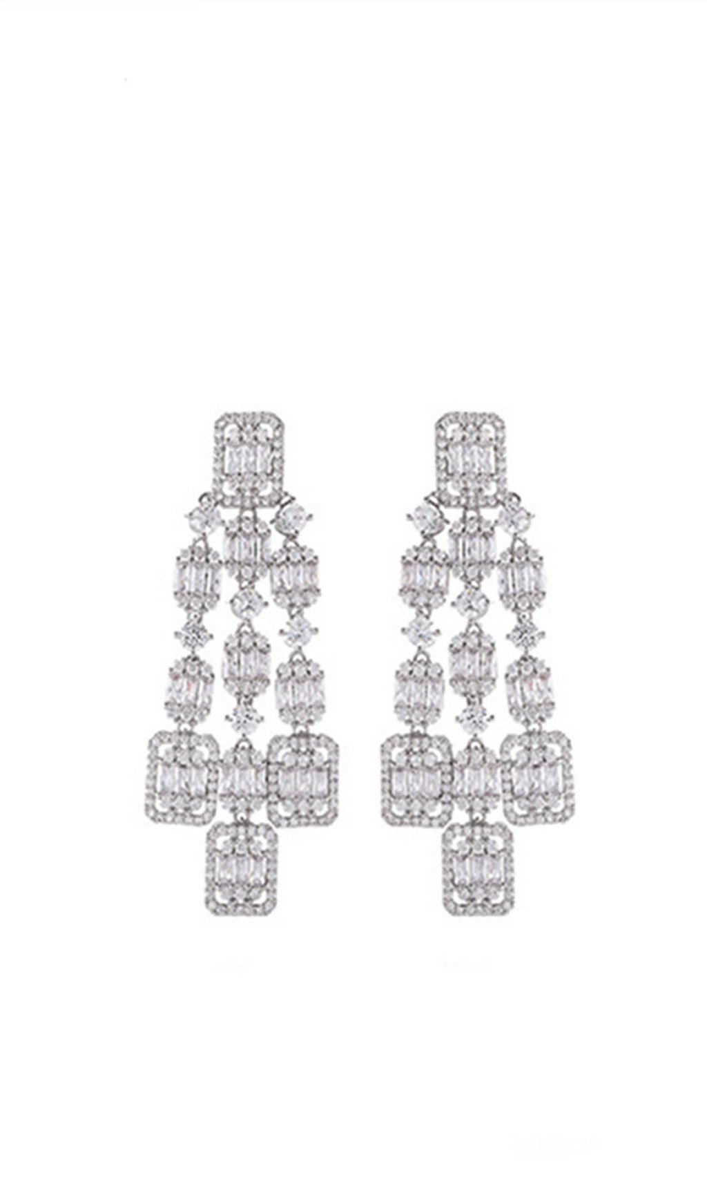 AQUARE Long Zircon Earrings for Women - Elegant Cubic Zirconia Stud Earrings for Daily Wear, Parties & Special Occasions