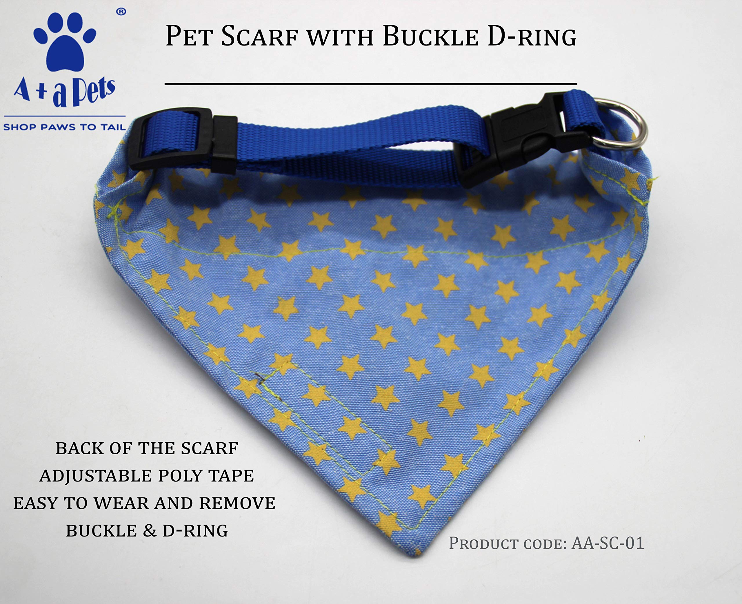 **A+a Pets Adjustable Cute Pet Collar Scarf – Breathable Soft Cotton Fabric with Metal D-Ring Buckle for Cats & Dogs (Petals Lilac, Medium) – Perfect for Daily Walks, Photo Shoots & Special Occasions**