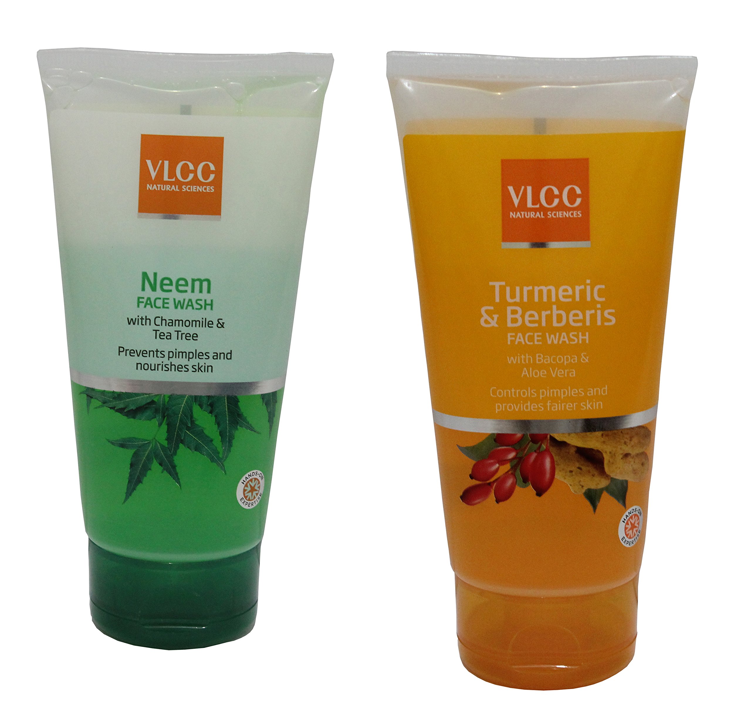 VLCC Neem Face Wash & Turmeric Berberis Face Wash Combo Set - 150ml Each | Natural Ayurvedic Skincare for Acne, Oily Skin & Brightening | Daily Face Cleansing Routine