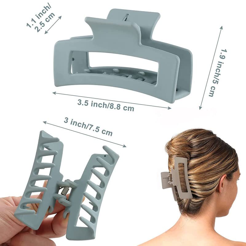Shidara Large Matte Hair Claw Clips for Women - Strong Hold Jaw Clips for Thin, Thick & Curly Hair - Set of 6 (Square & Butterfly Style) - Perfect for Work, Gym, Travel & Everyday Hairstyling