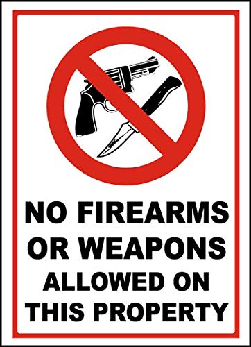 Safety and Warning Vinyl Stickers Bundle - No Firearms or Weapons Sign, Warehouse Safety Stickers (10