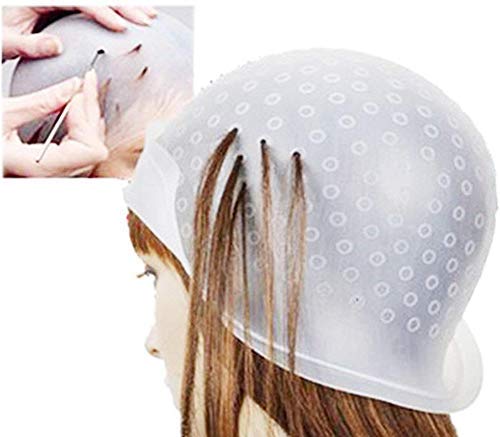 Meesh Silicone Hair Dye Cap - Reusable Multicolor Highlighting Cap for Hair Coloring with Hooks - Perfect for Home & Salon Use - Great for Women, Men & Girls (Pack of 1) - Ideal for DIY Hair Coloring, Balayage & Ombre Styles