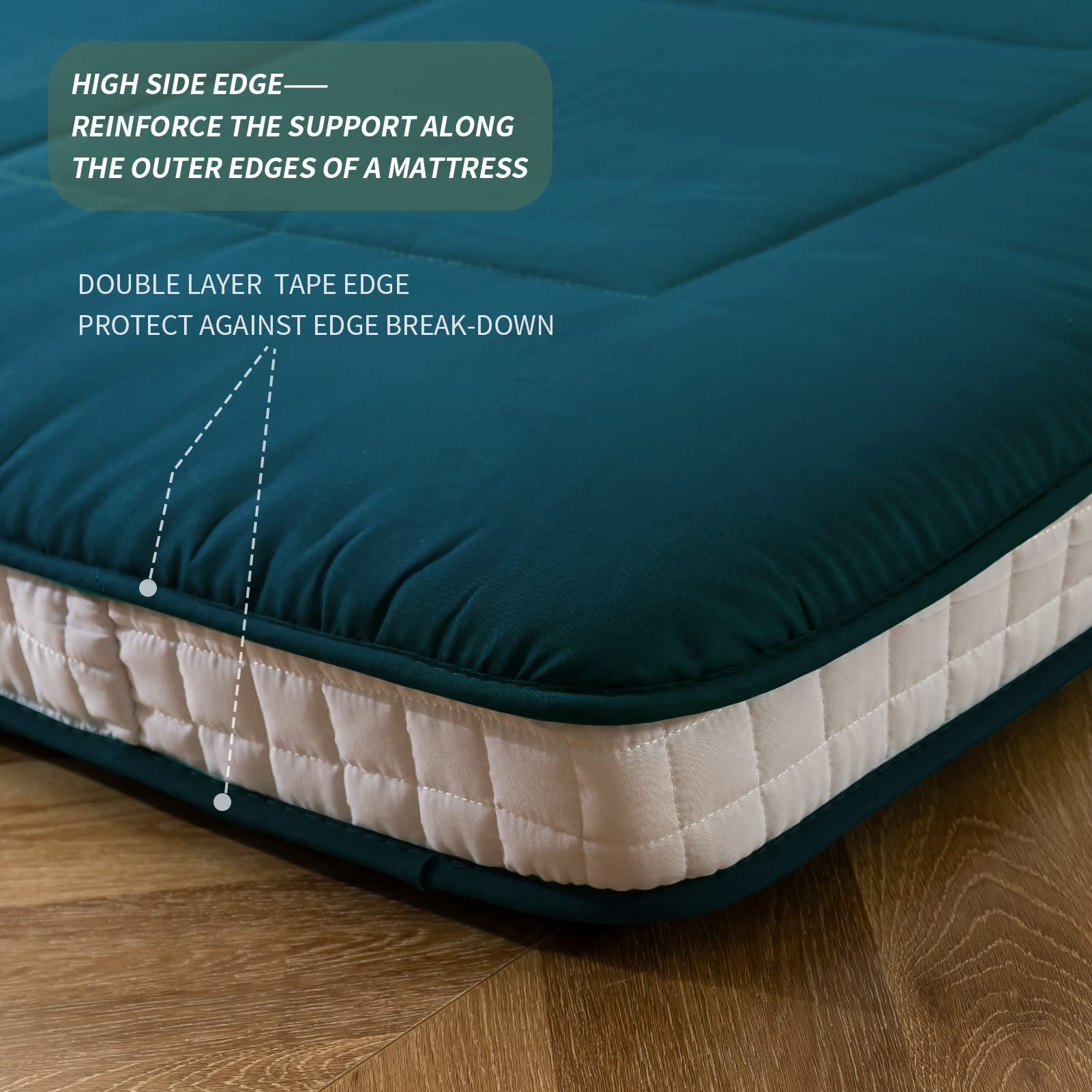 MAXYOYO Futon Mattress - Japanese Floor Sleeping Pad with Quilted Topper, Bluestone Blue | Foldable Floor Bed for Guest Room, Dorm, Camping & Yoga Mat Alternative