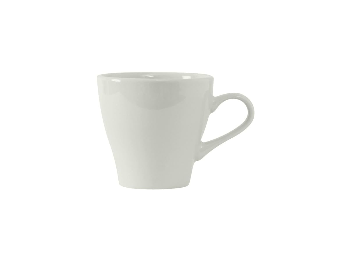 Tuxton BPF-1208 12oz Porcelain Cappuccino Cups - Set of 24, Microwave & Dishwasher Safe, Oven Proof, Vitrified DuraTux White - Perfect for Coffee Shops, Restaurants, and Home Use