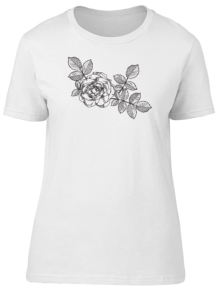Smartprints Lovely Rose Flower Sketch T-Shirt for Women - Casual Graphic Tee for Everyday Wear, Date Night & Spring Outfits