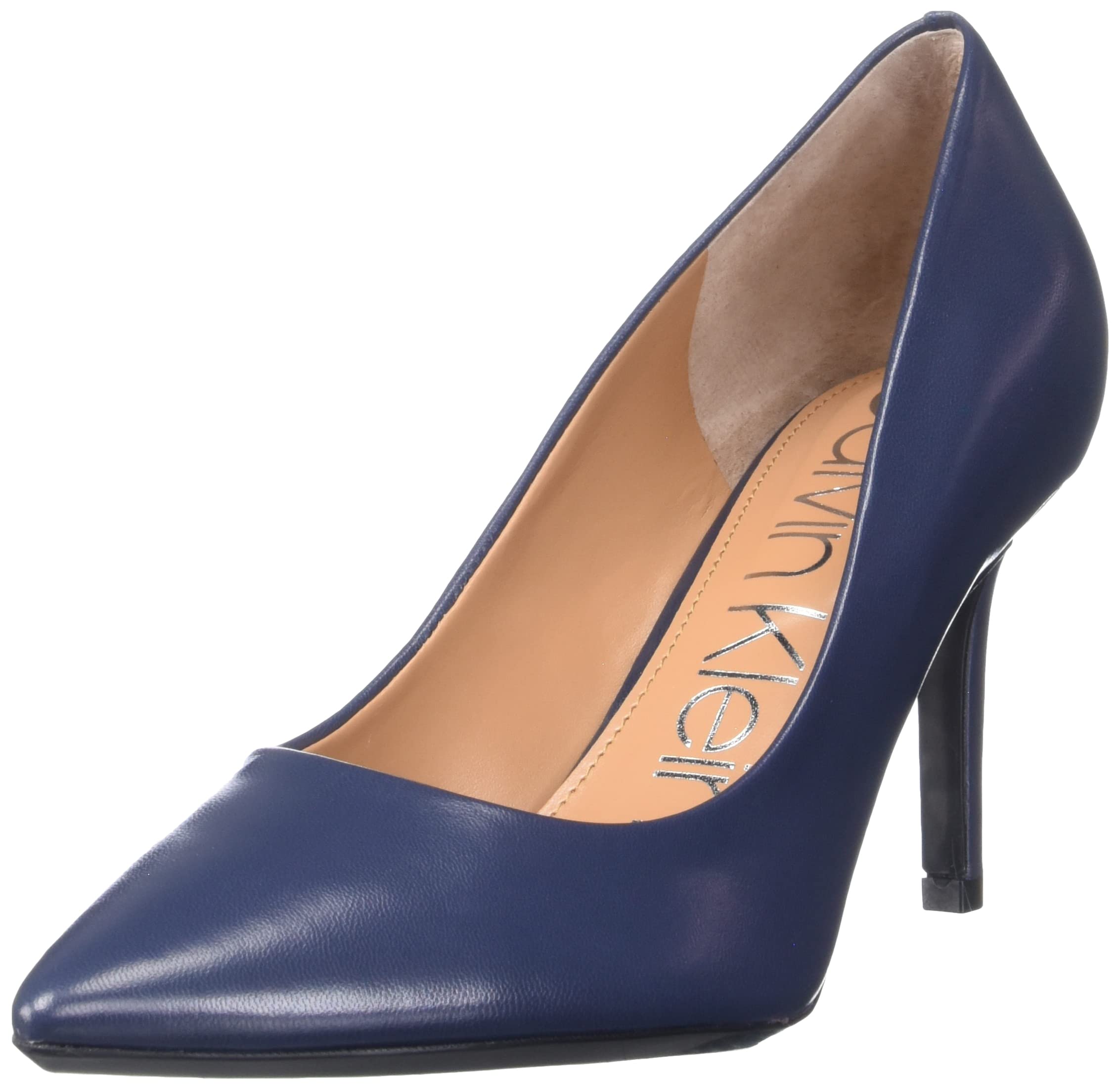 Calvin Klein Women's Gayle Leather Pump Shoes - Navy Blue, Size 11 | Comfortable Heels for Office, Wedding & Formal Events