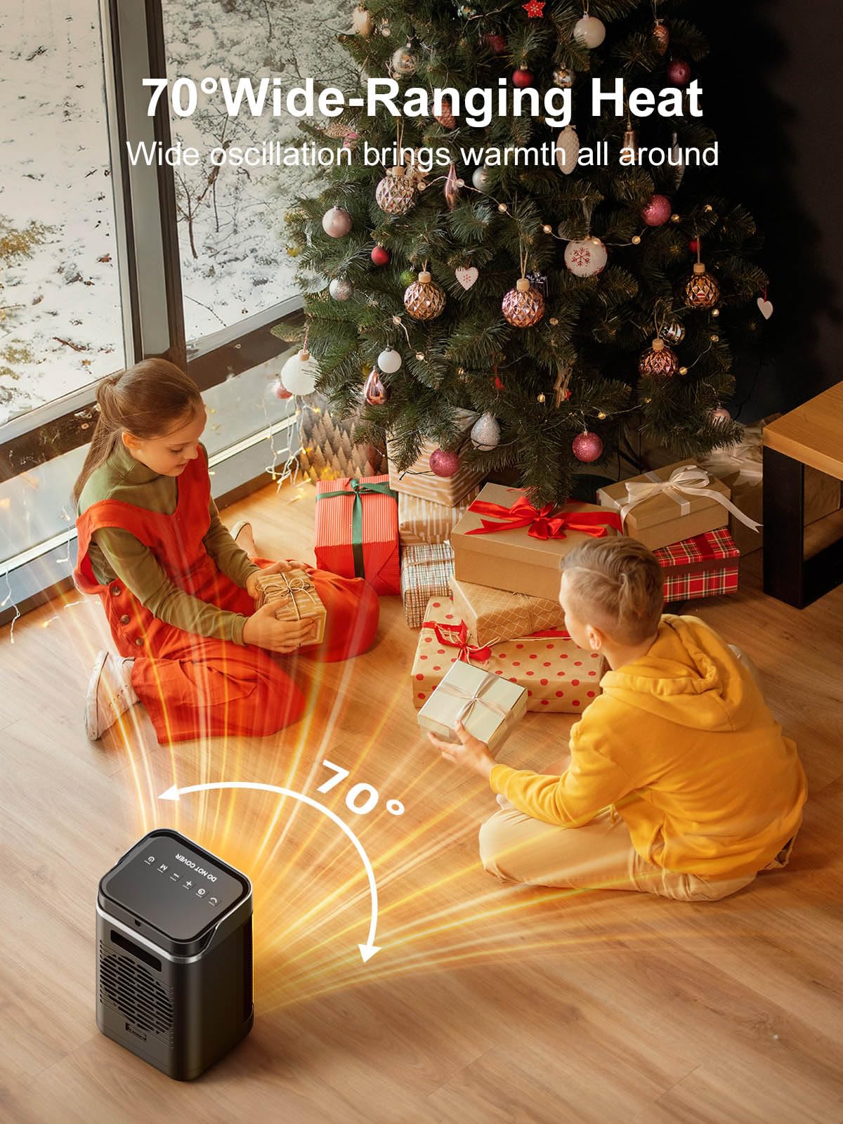 Portable Electric Space Heater with Remote Control, Thermostat, 4 Heating Modes, 70° Oscillation & 12H Timer - 1500W Fast Heating Ceramic Heater for Home, Bedroom, Office - Perfect for Winter Warmth & Energy Saving