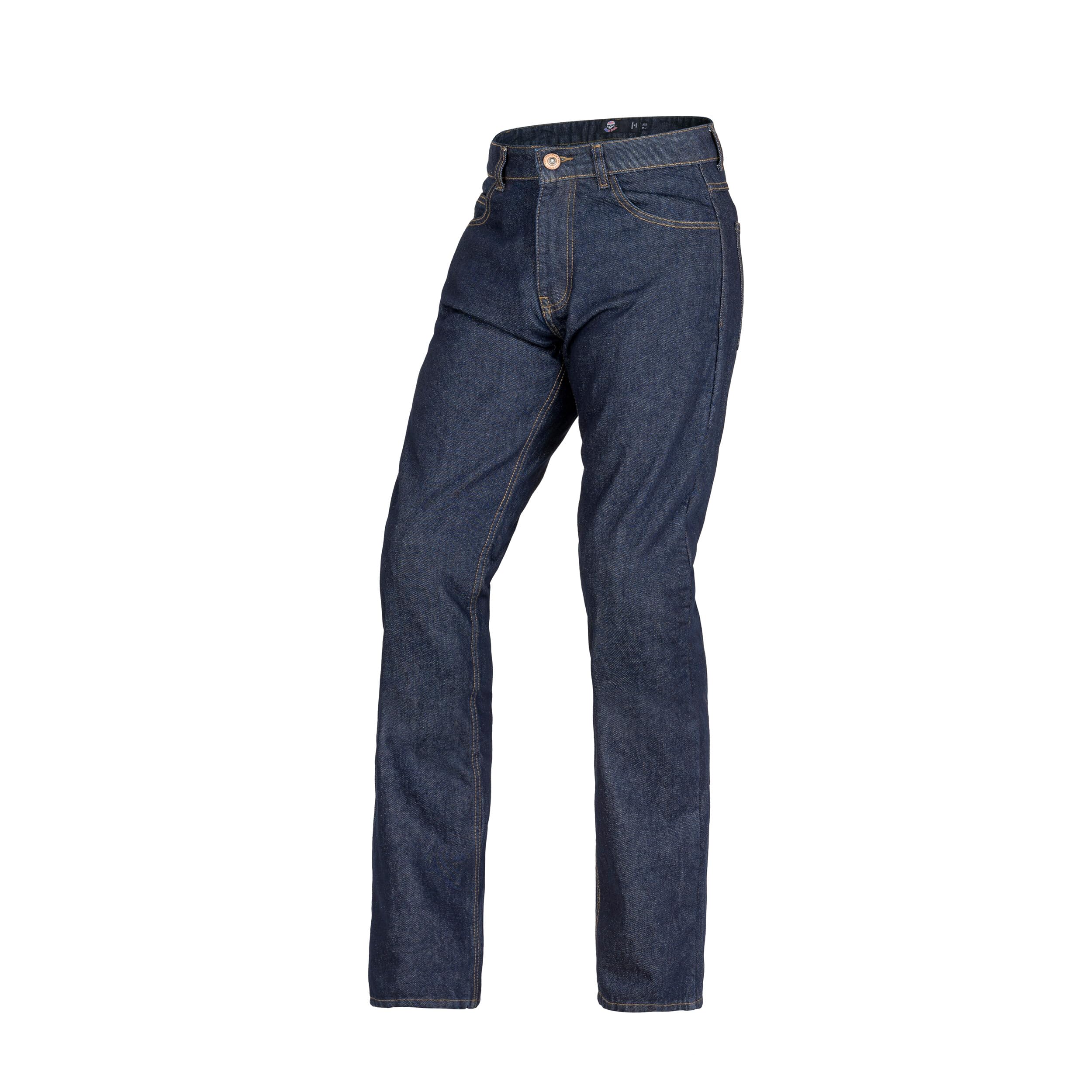 WICKED STOCK Men's CE LEVEL2 Armored Motorcycle Jeans - Protective Riding Pants in Dark Blue for Safe Urban Commuting & Long-Distance Tours