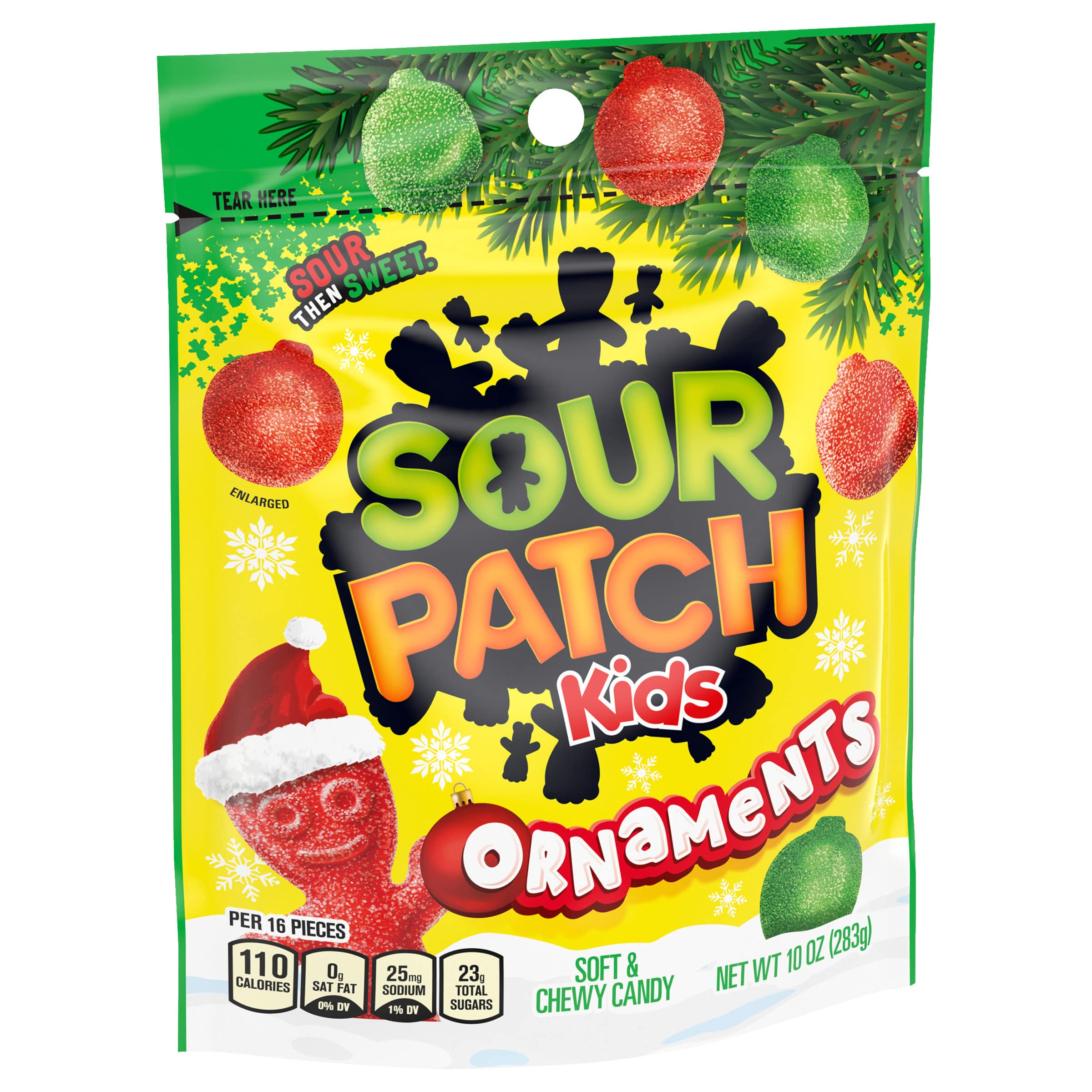 Sour Patch Kids Holiday Candy - Soft & Chewy Sour & Sweet Gummy Treats, 10 oz Bag - Perfect for Christmas Stocking Stuffers, Party Favors & Office Snacks
