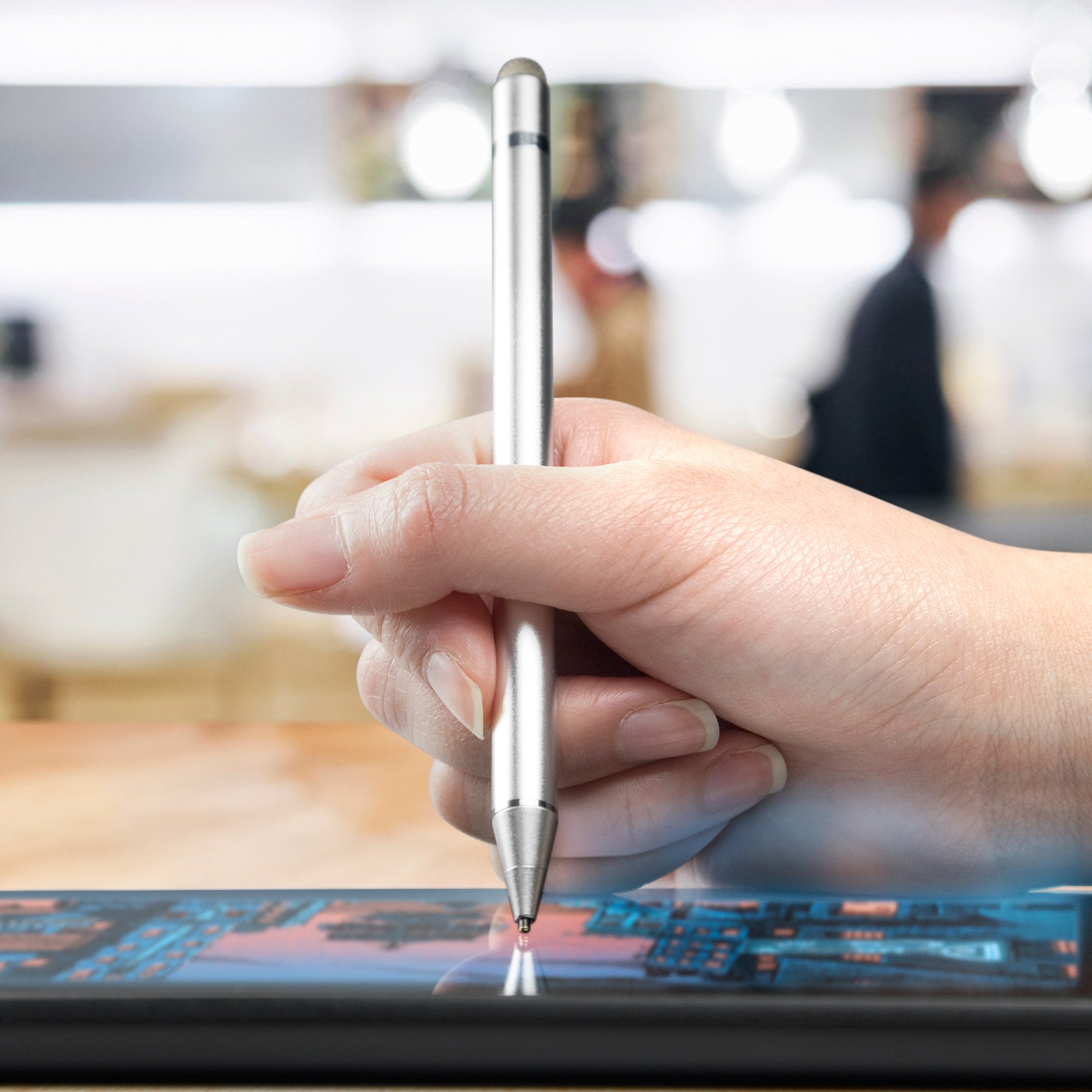 BoxWave AccuPoint Active Stylus Pen for Jitterbug Smart2 - Ultra Fine Tip Electronic Stylus (Metallic Silver) - Perfect for Seniors, Note Taking & Touchscreen Devices
