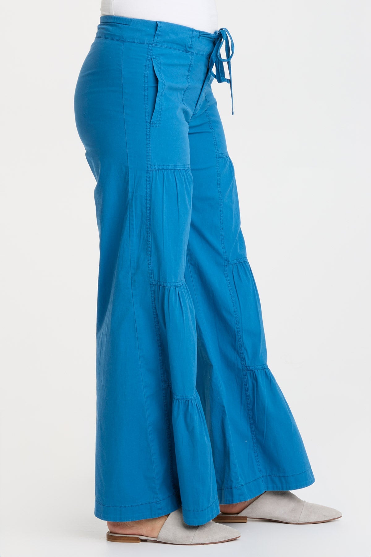 Stylish Terraced Wide Leg Pants for Women - High Waisted Flowy Palazzo Trousers - Comfortable Office & Casual Wear