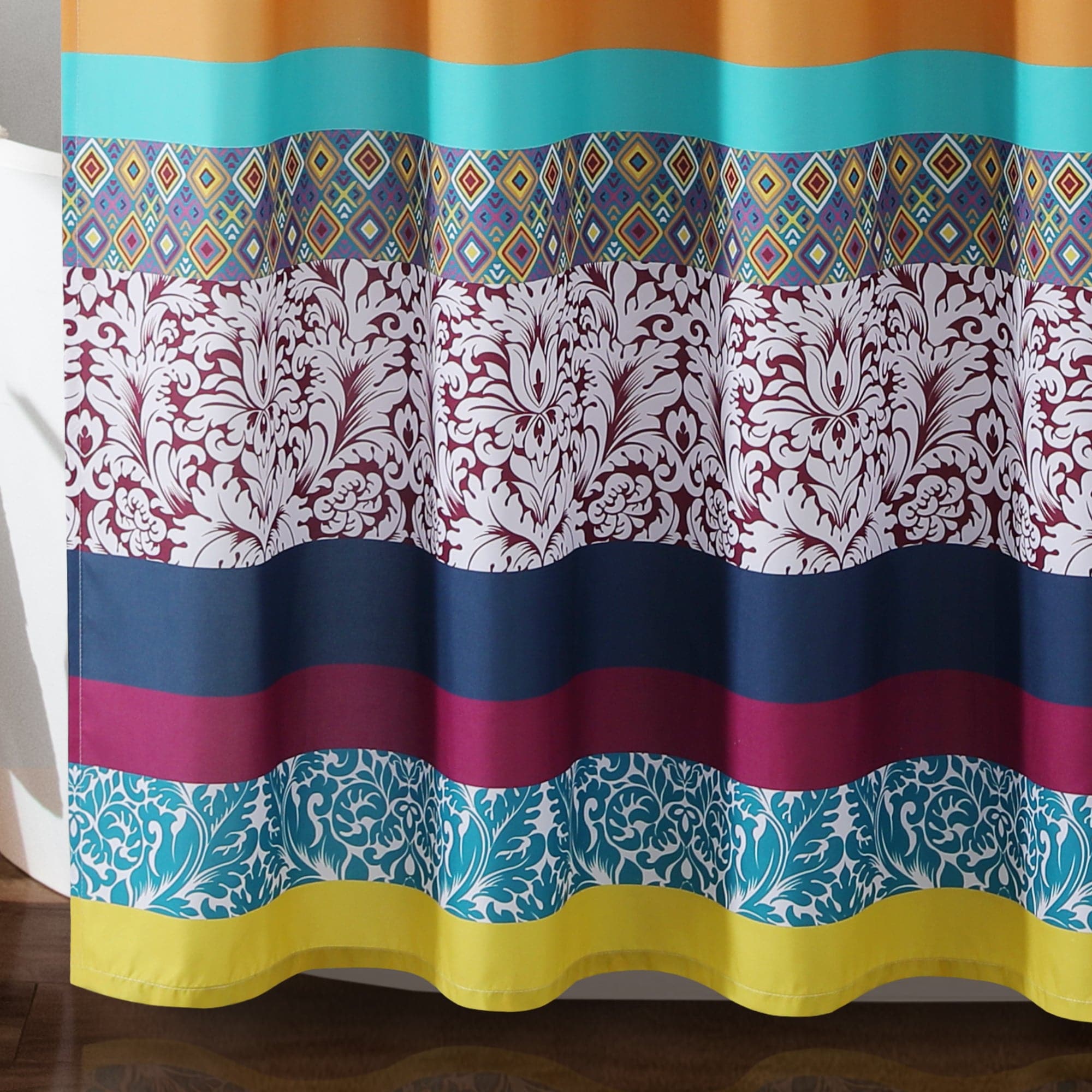 Boho Stripe Shower Curtain - Waterproof Bathroom Decor with Tassel Trim, 72x72 Inches - Perfect for Boho, Farmhouse & Coastal Style Bathrooms