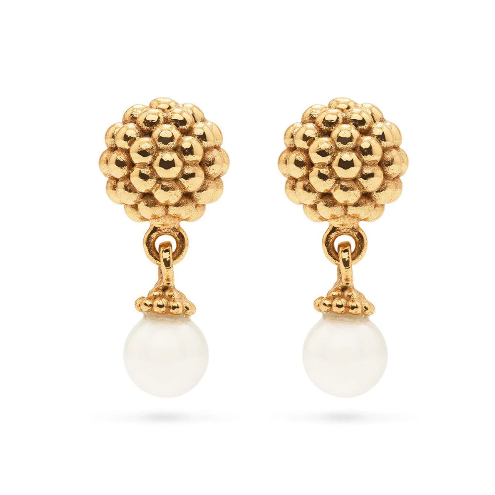 Capucine De Wulf Berry Drop Stud Earrings with Pearl - Elegant Pearl Dangle Earrings for Women, Perfect for Weddings, Parties & Everyday Wear
