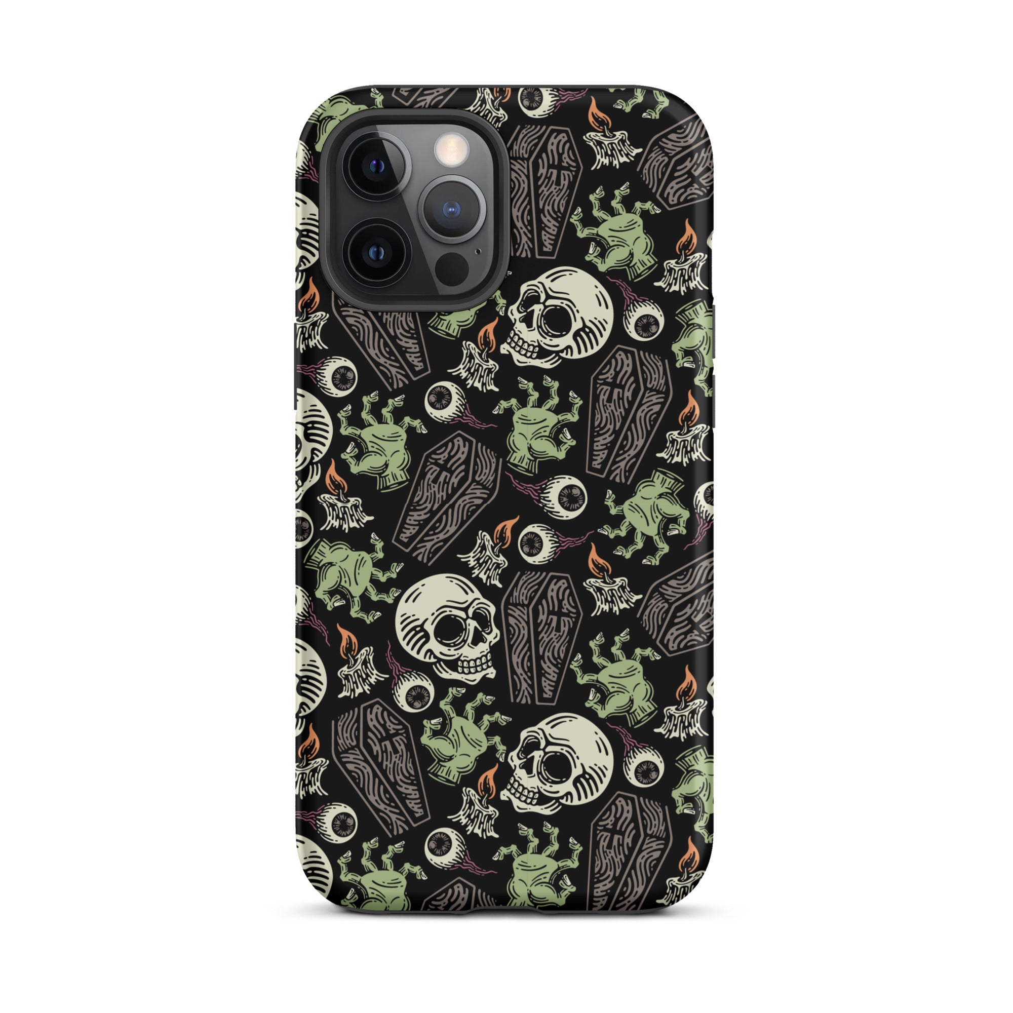 Premium Skeleton Horror iPhone Case - Durable Shockproof Protection for iPhone 12/13/14/15 Pro Max - Gothic Halloween Aesthetic Phone Cover for Parties & Cosplay