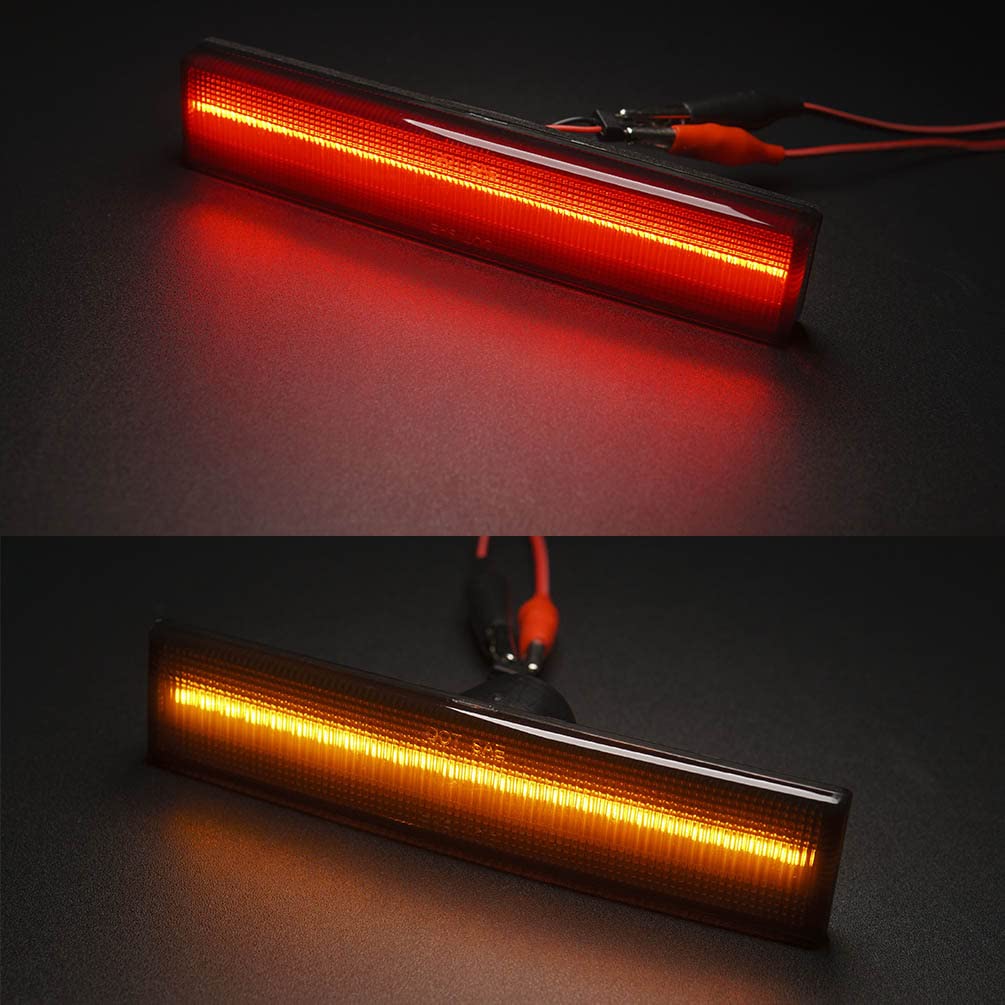 Amber/Red LED Side Marker Lights for Toyota Supra MK3 A70 (1986-1992) - Smoked Lens Front & Rear Turn Signal Lights - Left/Right Replacement Lamps - Perfect for Car Restoration & Nighttime Visibility