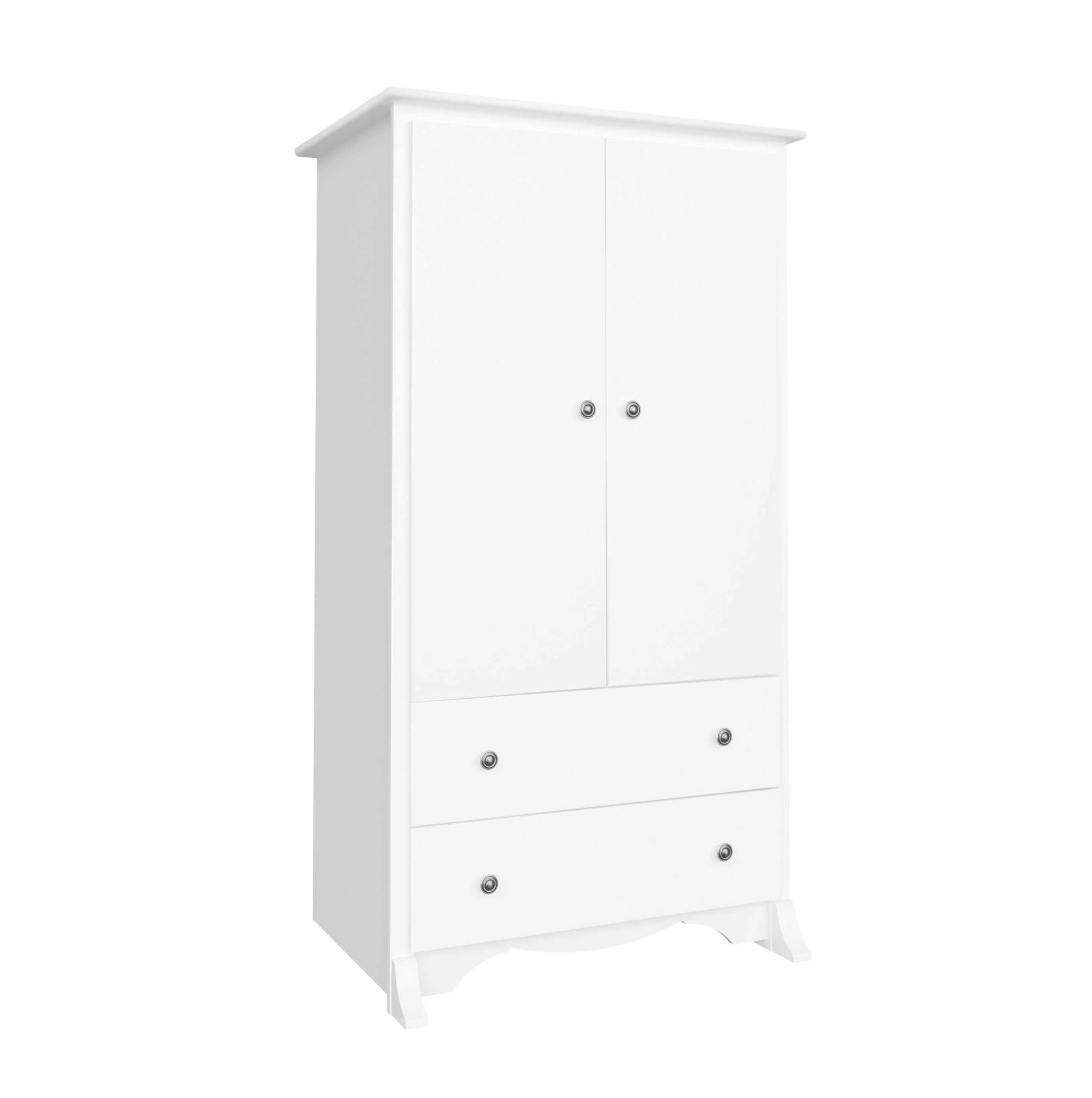 Prepac Sonoma Wardrobe Cabinet - White Armoire Dresser for Bedroom with 2 Doors, 2 Drawers & Adjustable Shelf | 22