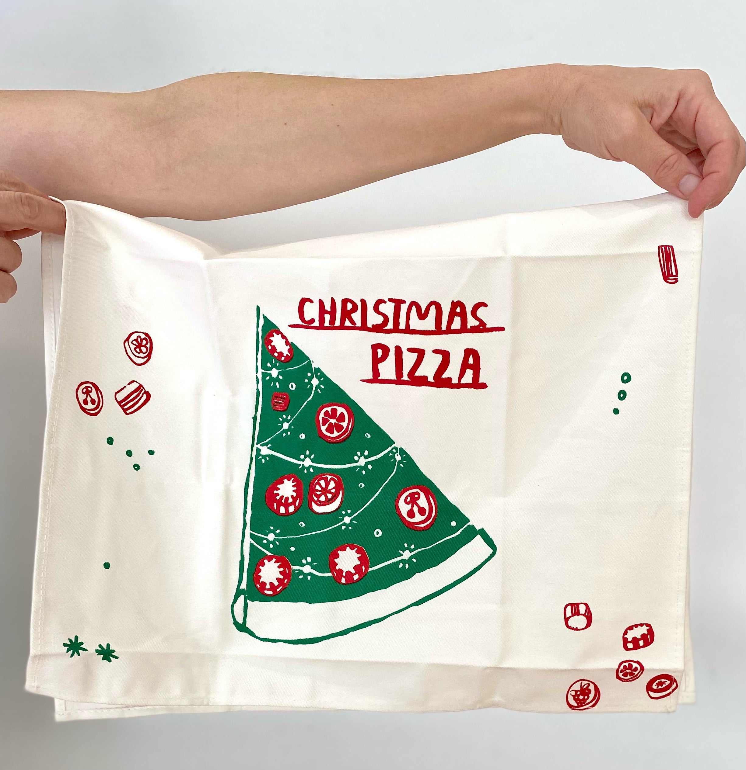 Christmas Pizza Tea Towel - Festive Holiday Kitchen Towel for Baking, Cooking & Decor - Perfect for Christmas Gifts & Party Decorations