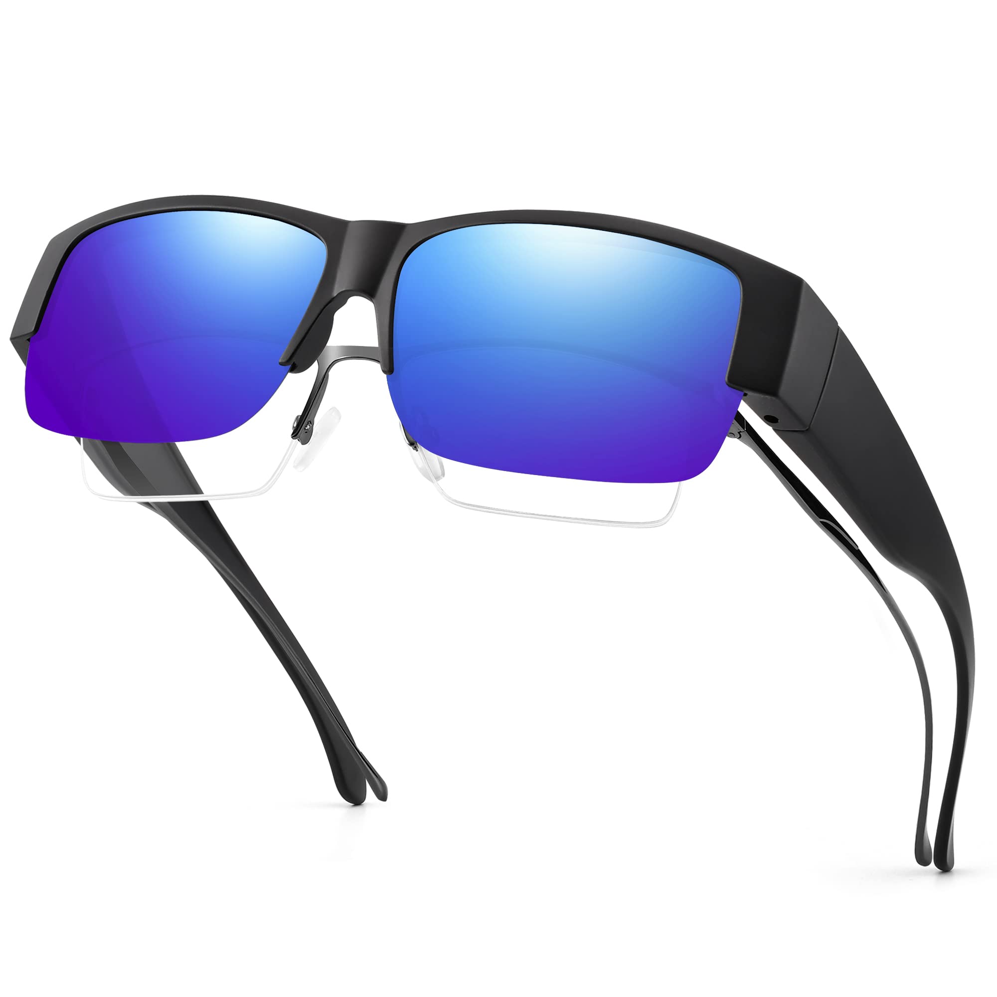 Peekaco Polarized Sunglasses for Men & Women - Lightweight Square Fit Over Glasses with UV400 Protection - Perfect for Driving, Outdoor Sports & Daily Wear