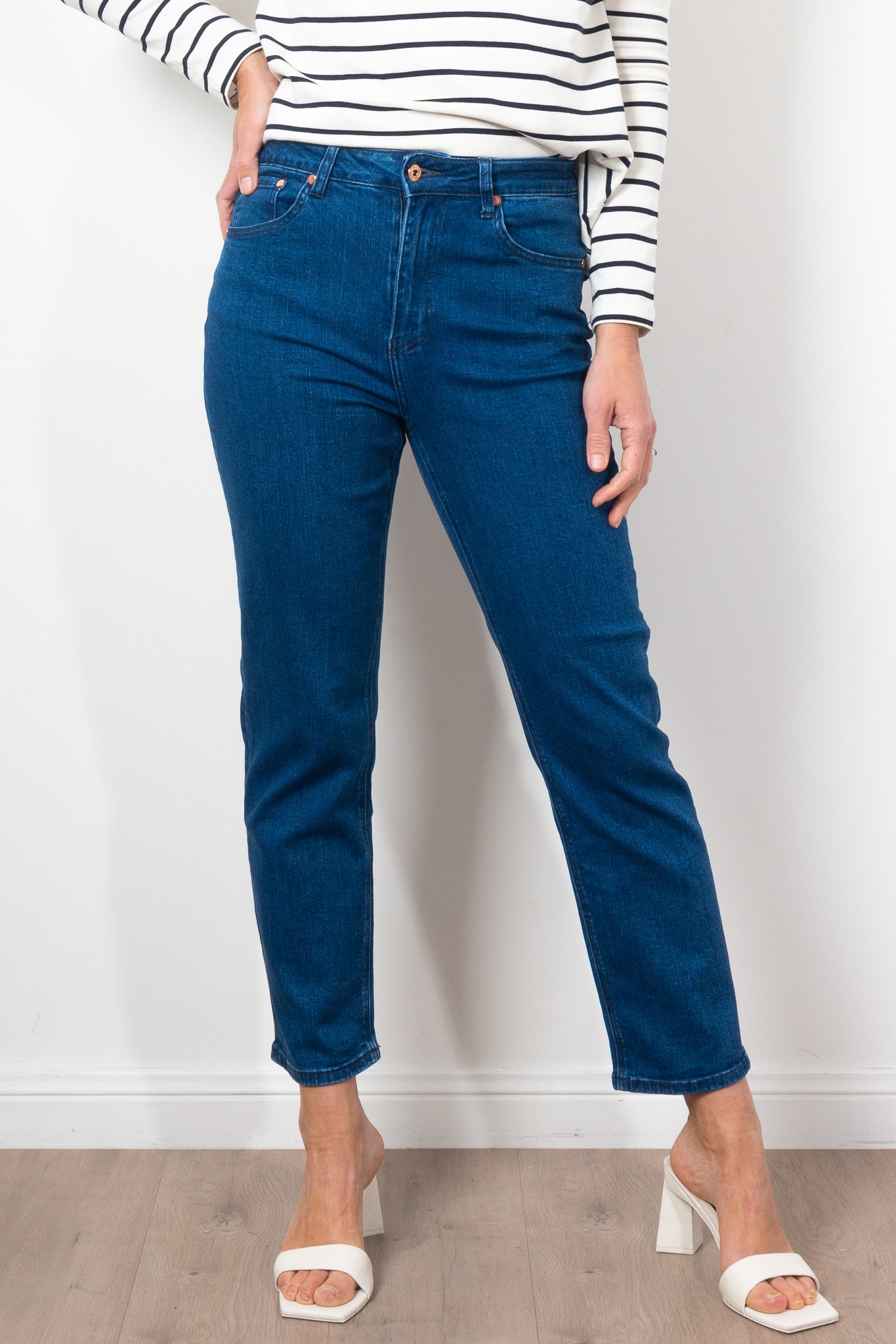 Kireina Rose Jean Mid West Blue - High Waist Distressed Denim Jeans for Women | Perfect for Casual Outfits & Streetwear Fashion