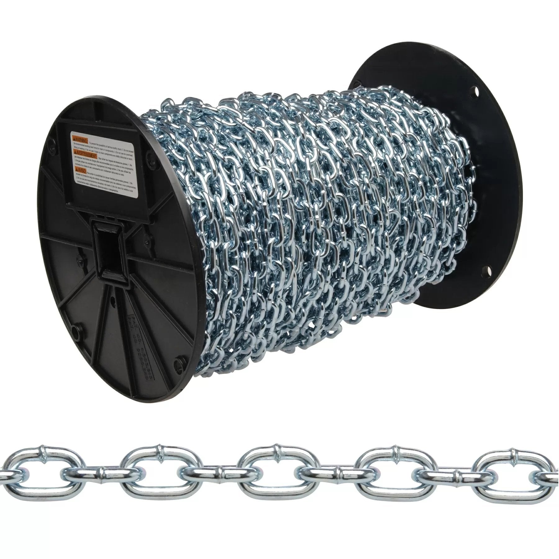Campbell® #2 Straight Link Machine Chain - Zinc Plated for Industrial Machinery & Agricultural Equipment - Heavy Duty Conveyor Chains for Farming, Manufacturing & Construction Use