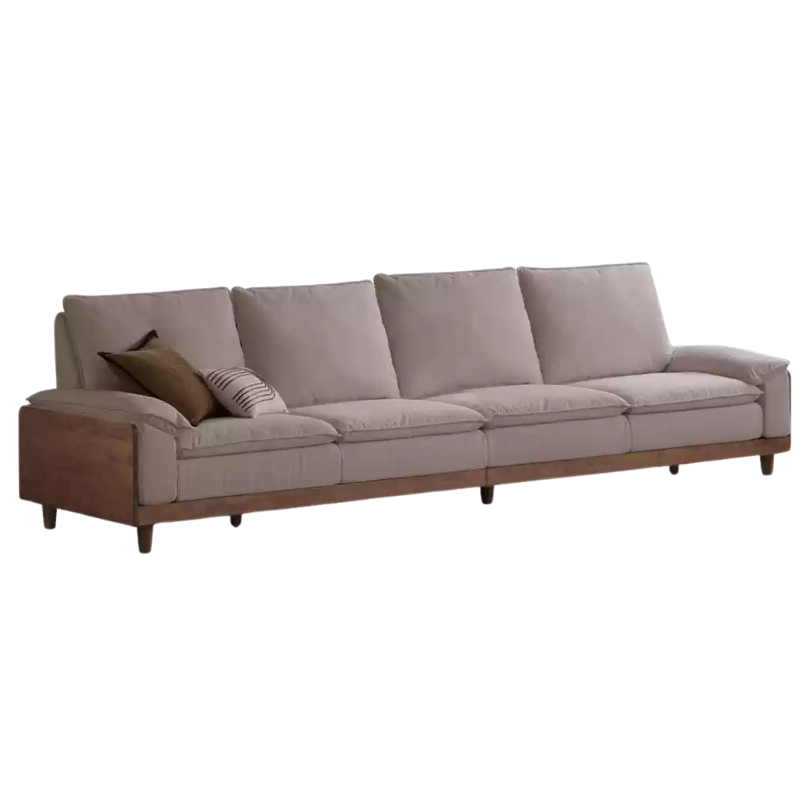 124.4x38.9x37.4 inch / 316x99.7x95cm / Rich Dark Walnut color / Black walnut sofa imitation cotton linen smoke chestnut brown