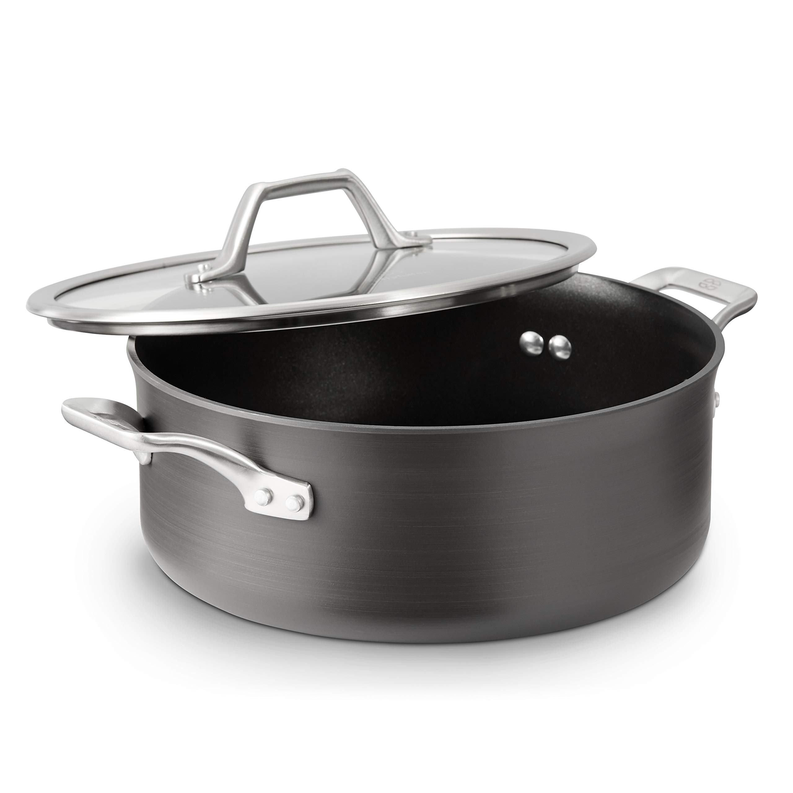 Calphalon Signature Hard Anodized Nonstick Covered Dutch Oven 5 Quart Black - Premium Cookware for Braising, Stewing & Baking - Perfect for Family Dinners & Entertaining