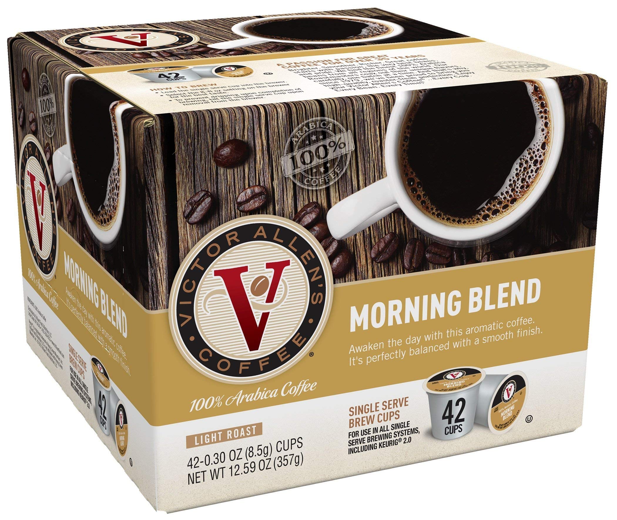 Victor Allen's Morning Blend & Decaf Coffee Pods for Keurig (80 Count) - Medium Roast K-Cups for Home & Office Brewing | Perfect for Breakfast & Afternoon Coffee Breaks