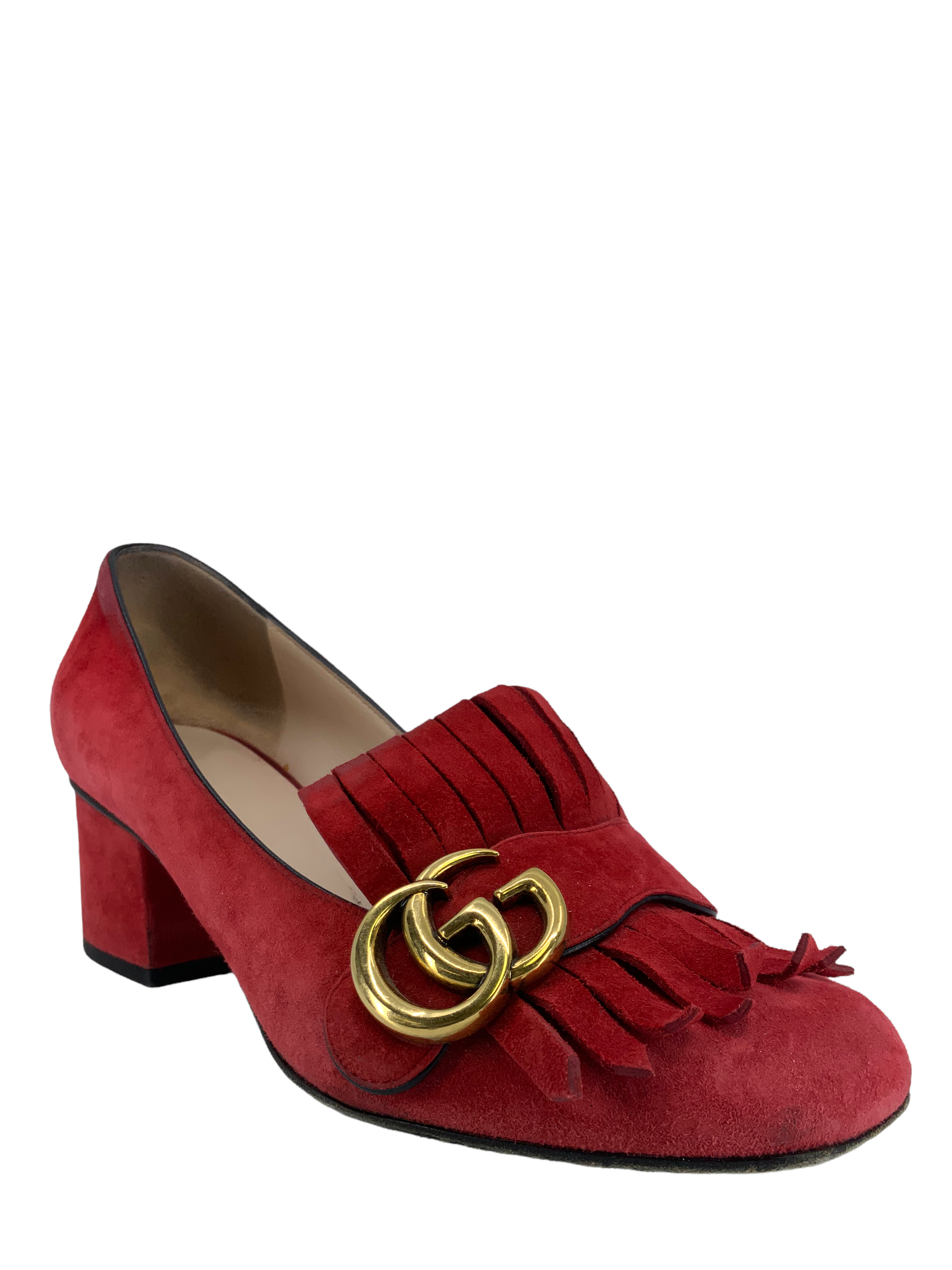 Gucci Marmont GG Suede Block Heel Pumps Women's Size 6 US | Luxury Designer Shoes for Women | Perfect for Office, Party & Special Occasions