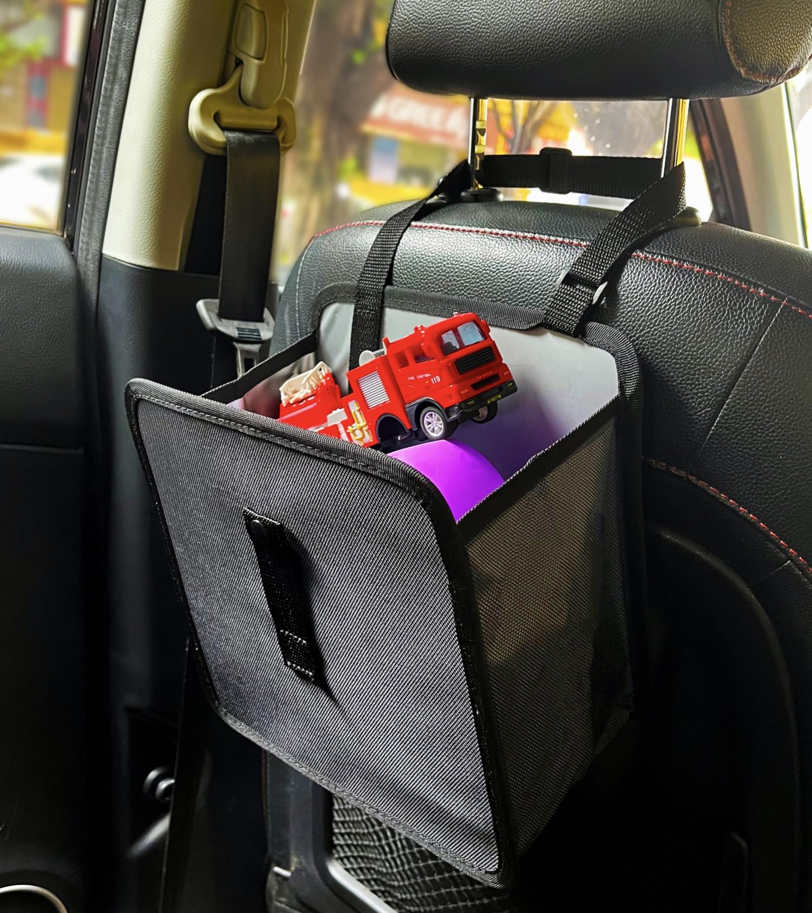 Foldable Car Trash Can - 3 Gallon Waterproof & Leakproof Hanging Trash Bag for Vehicles - Perfect for Road Trips, Commuting & Keeping Your Car Clean