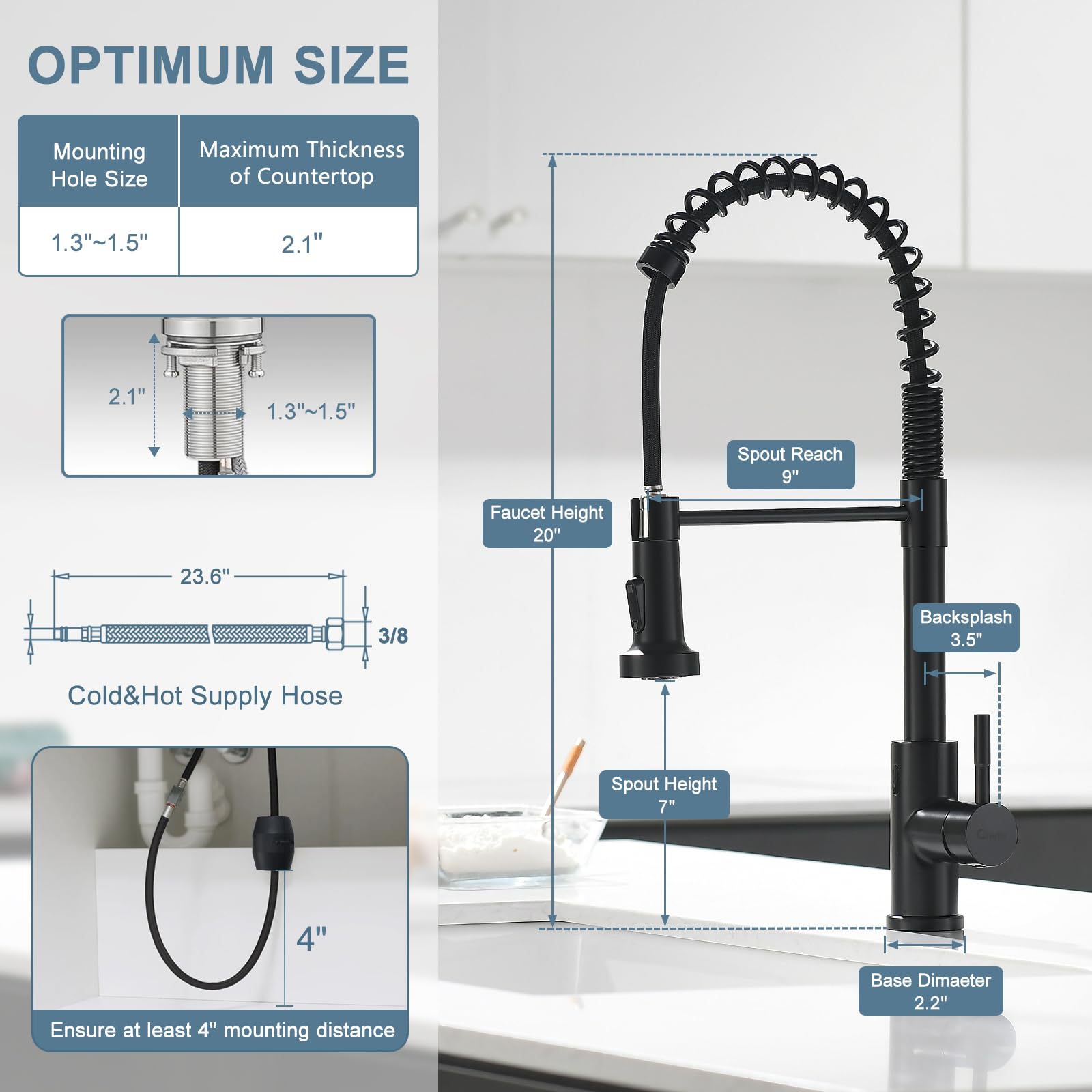 GIMILI Glossy Black Touchless Kitchen Faucet with Pull Down Sprayer - Single Handle Spring Activated Motion Sensor Faucet for Modern Kitchens & Easy Cooking Cleanup