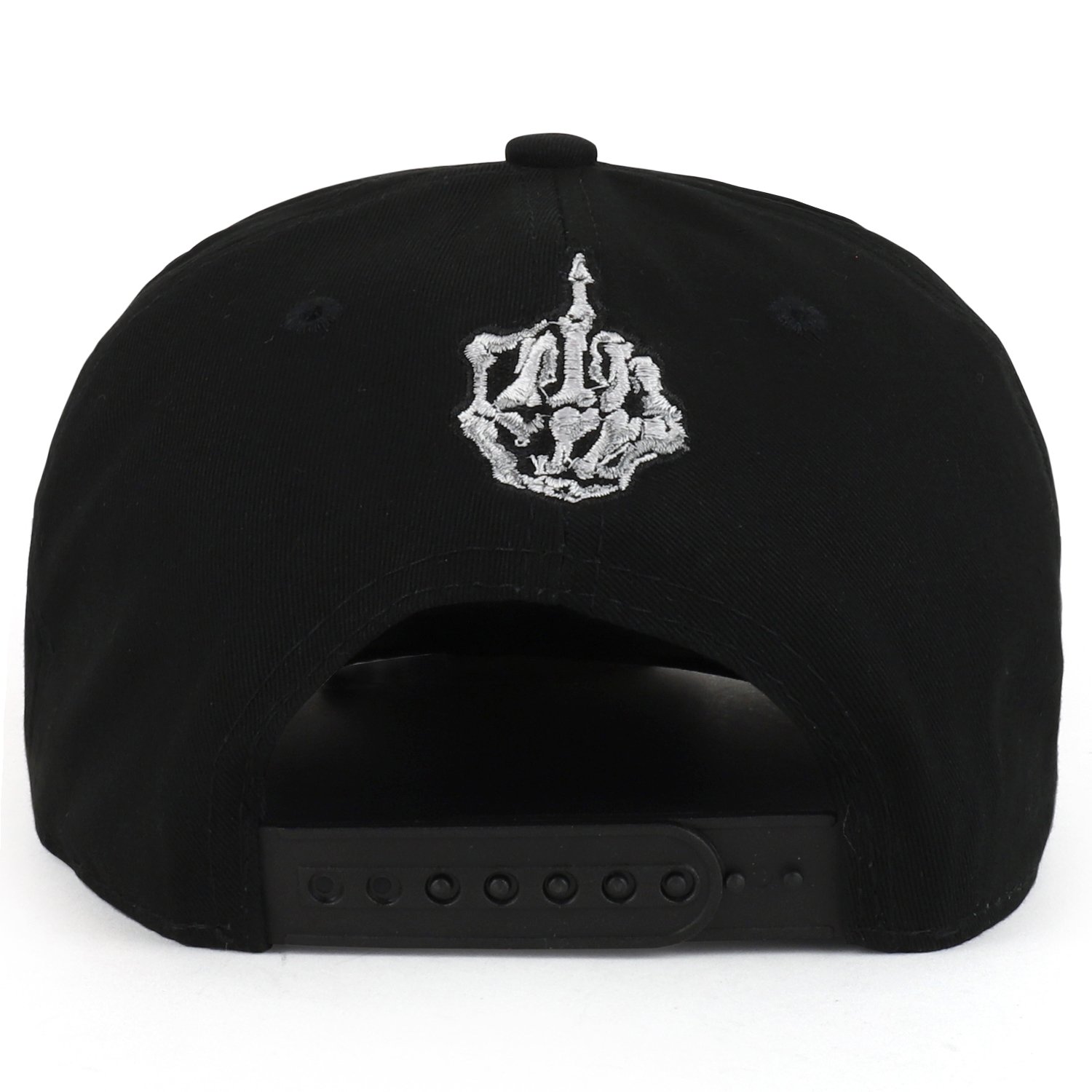 Trendy Skeleton Middle Finger Embroidered Snapback Hat - Flatbill Baseball Cap for Men & Women - Perfect for Streetwear, Hip Hop Fashion and Halloween Costumes