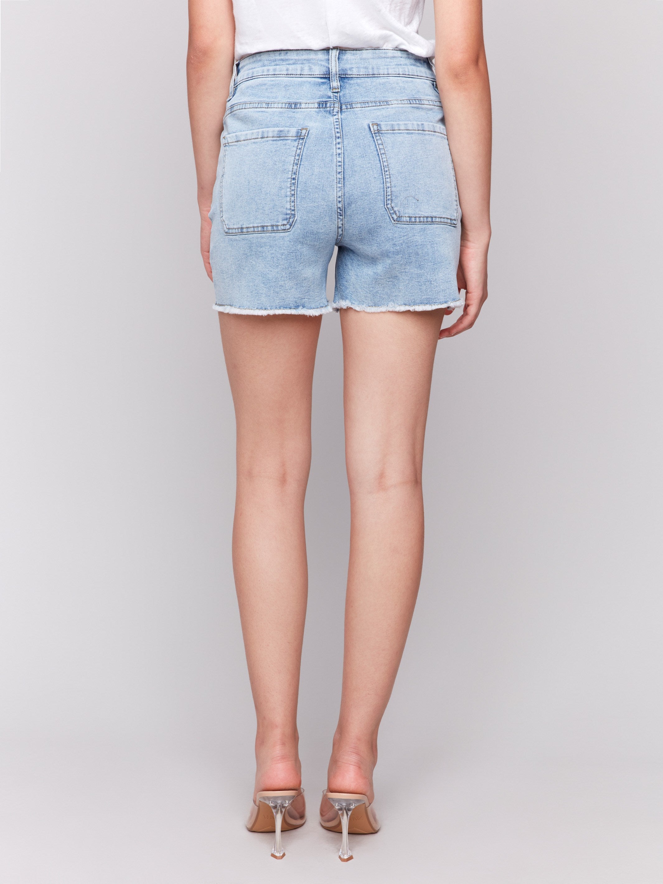 Embellished Stretch Denim Shorts for Women - Light Blue Distressed High Waisted Summer Shorts | Perfect for Beach, Vacation & Casual Outfits