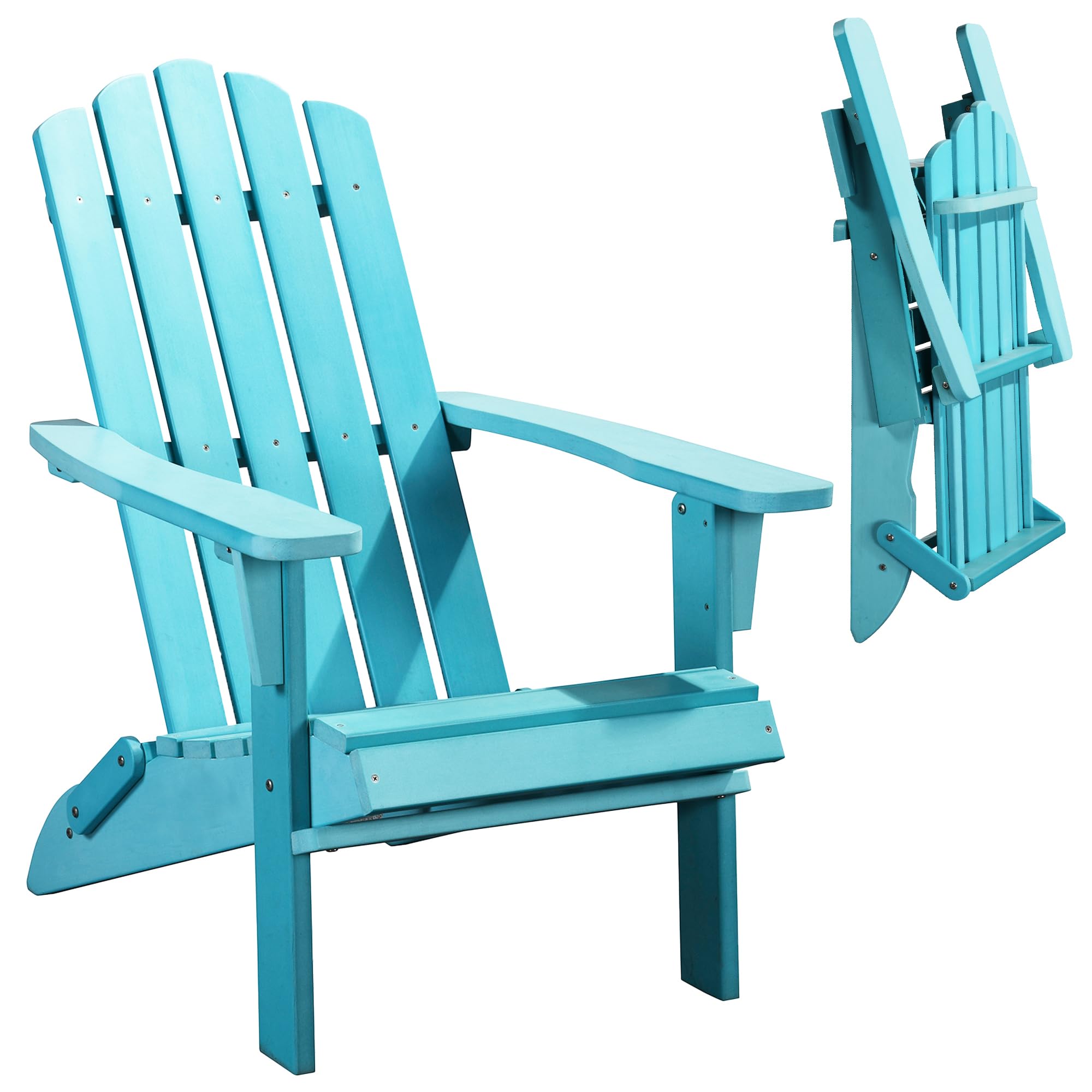 **Weather-Resistant Folding Adirondack Chair – Sturdy & Easy to Assemble Outdoor Patio Furniture, Supports Up to 300 lbs – Plastic Adirondack Chairs for Porch, Garden, Fire Pit, Poolside & Backyard Relaxation (Aqua Blue)**