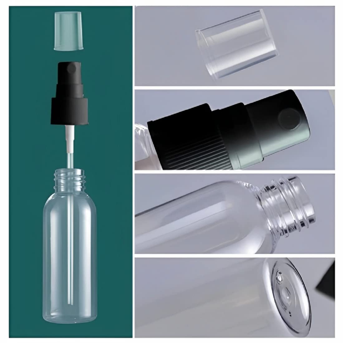 M.C. PIPWALA 6-Pack 100ml Refillable Fine Mist Spray Bottles - Transparent Empty Bottles for Face Moisturizer, Hair Care, Plants, Electronics Cleaning & Travel Essentials | Perfect for Skincare, Home & Travel Use