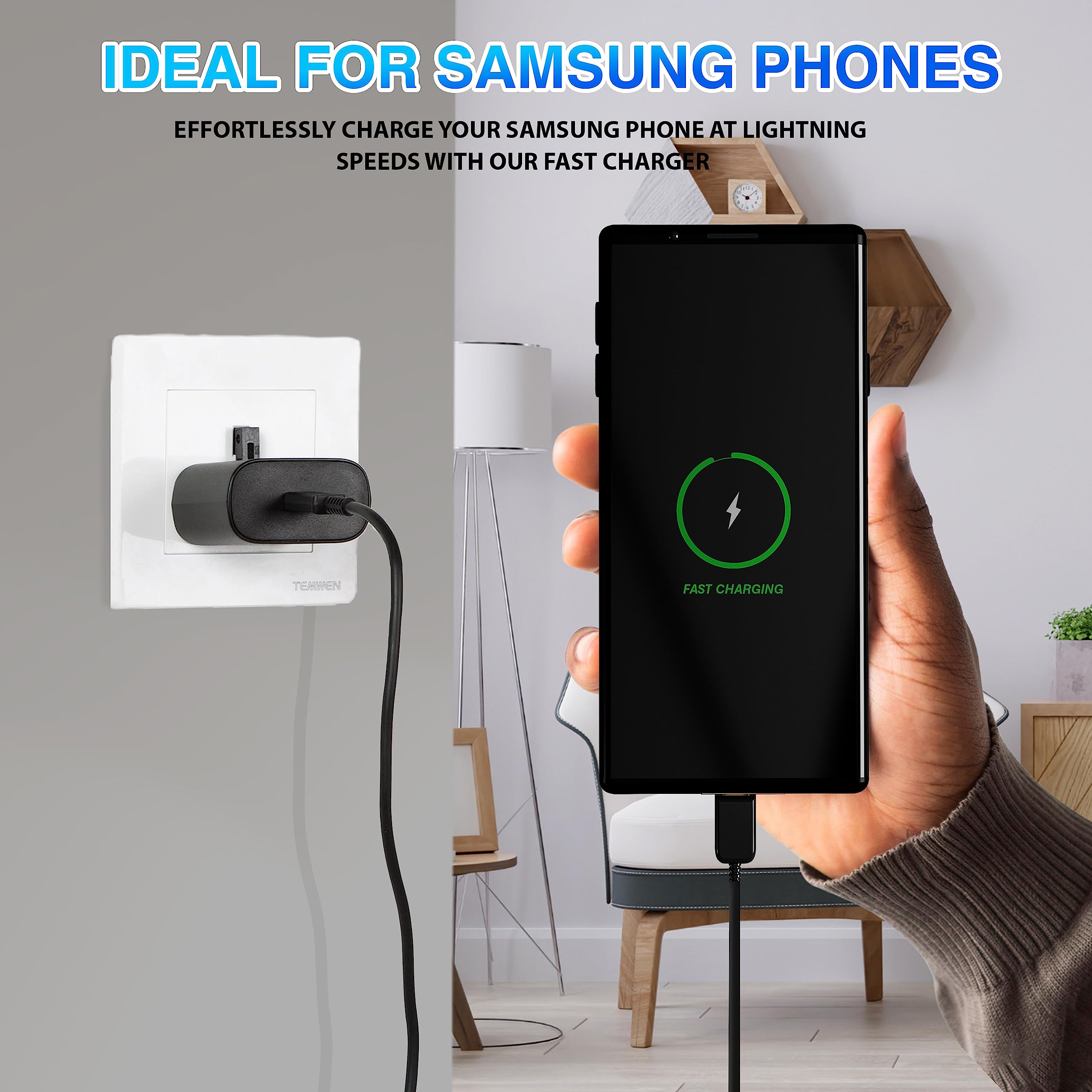 25W Samsung Fast Charger Plug with 6FT USB C Cable - Compatible with Galaxy S23/S22/S21/Note20 & USB-C Devices - Quick Charge 3.0 for Smartphones, Tablets & Laptops - Perfect for Home, Office & Travel Charging