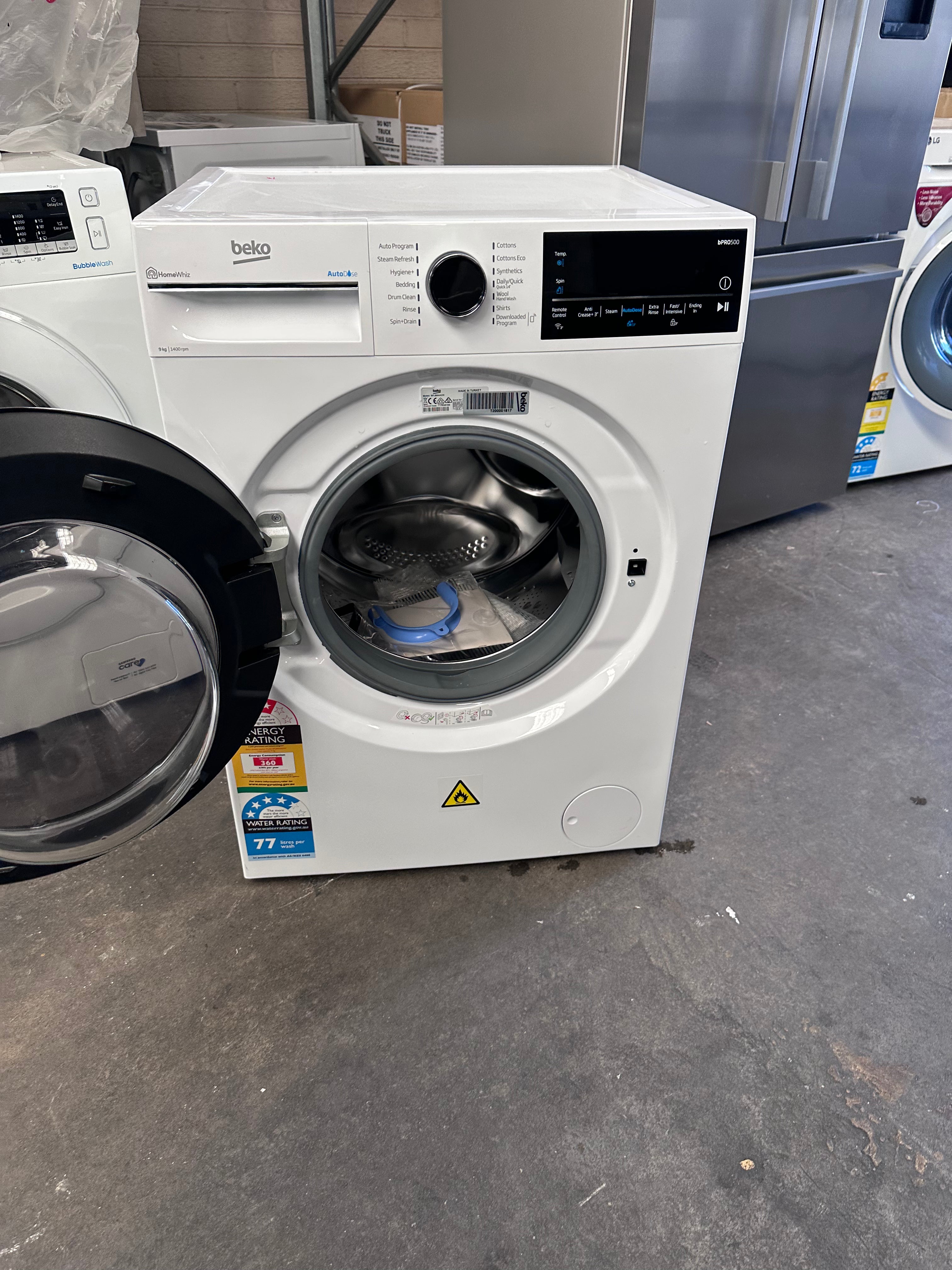 Beko BFLB902ADW 9kg Auto Dose Front Load Washing Machine - Energy Efficient, Quiet Operation - Perfect for Apartments & Small Homes (Factory Second)