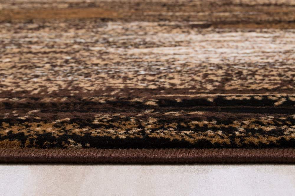 Champion Modern Abstract Brush Stripe Area Rug - Soft Plush Brown Mocha Contemporary Rug for Living Room, Dining Room, Office & Kitchen - 5'3