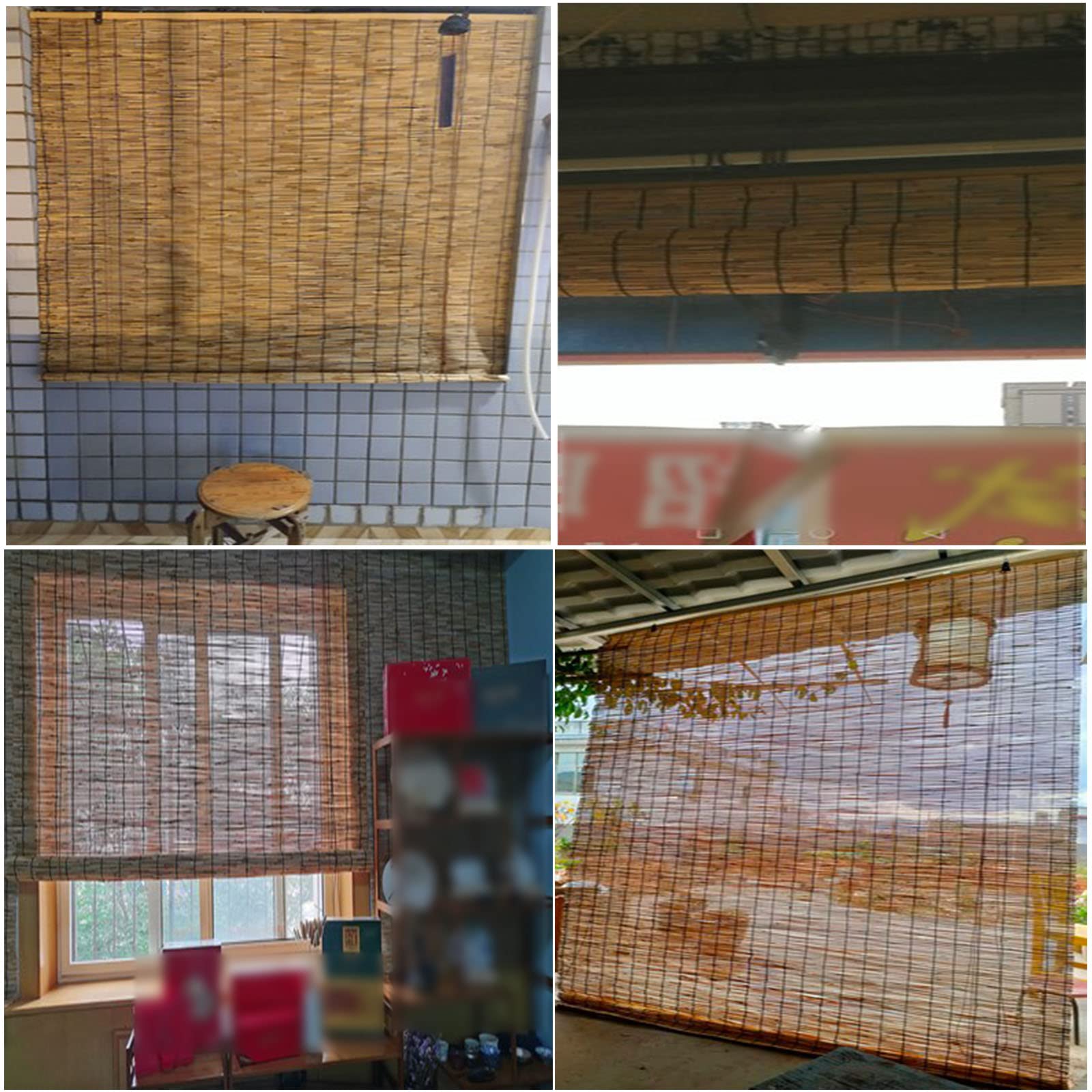 Retro Privacy Indoor Roller Blinds - Natural Bamboo Roll Up Window Shades for Home Decor | Semi-Transparent Reed Curtain for Living Room & Bedroom | Customizable Handwoven Outdoor Dustproof Bamboo Blinds (24x32 Inches) - Perfect for Patio, Balcony & Sunroom Privacy