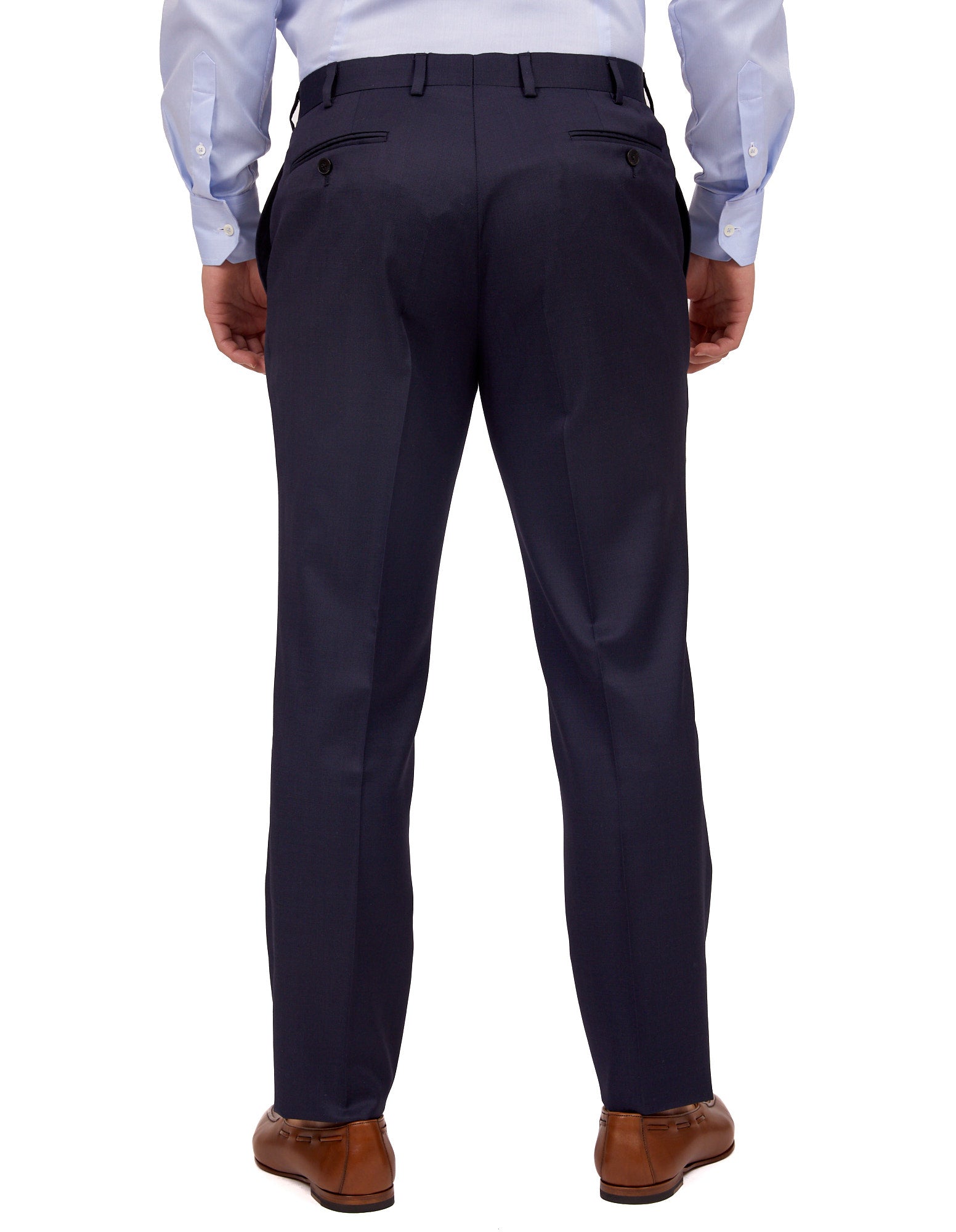 Premium HENRY SARTORIAL Wool Dress Pants for Men - Mid Navy Blue - Classic Business & Formal Trousers for Office, Weddings & Professional Occasions