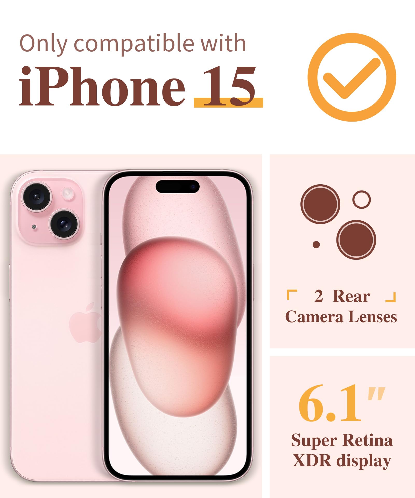 GVIEWIN iPhone 15 Case [3 in 1] with Tempered Glass Screen Protector & Camera Lens Cover - Shockproof Clear Slim Floral Phone Case for Women Girls (6.1 Inch, Magnolia White) - Perfect for Everyday Use, Travel & Gift Giving