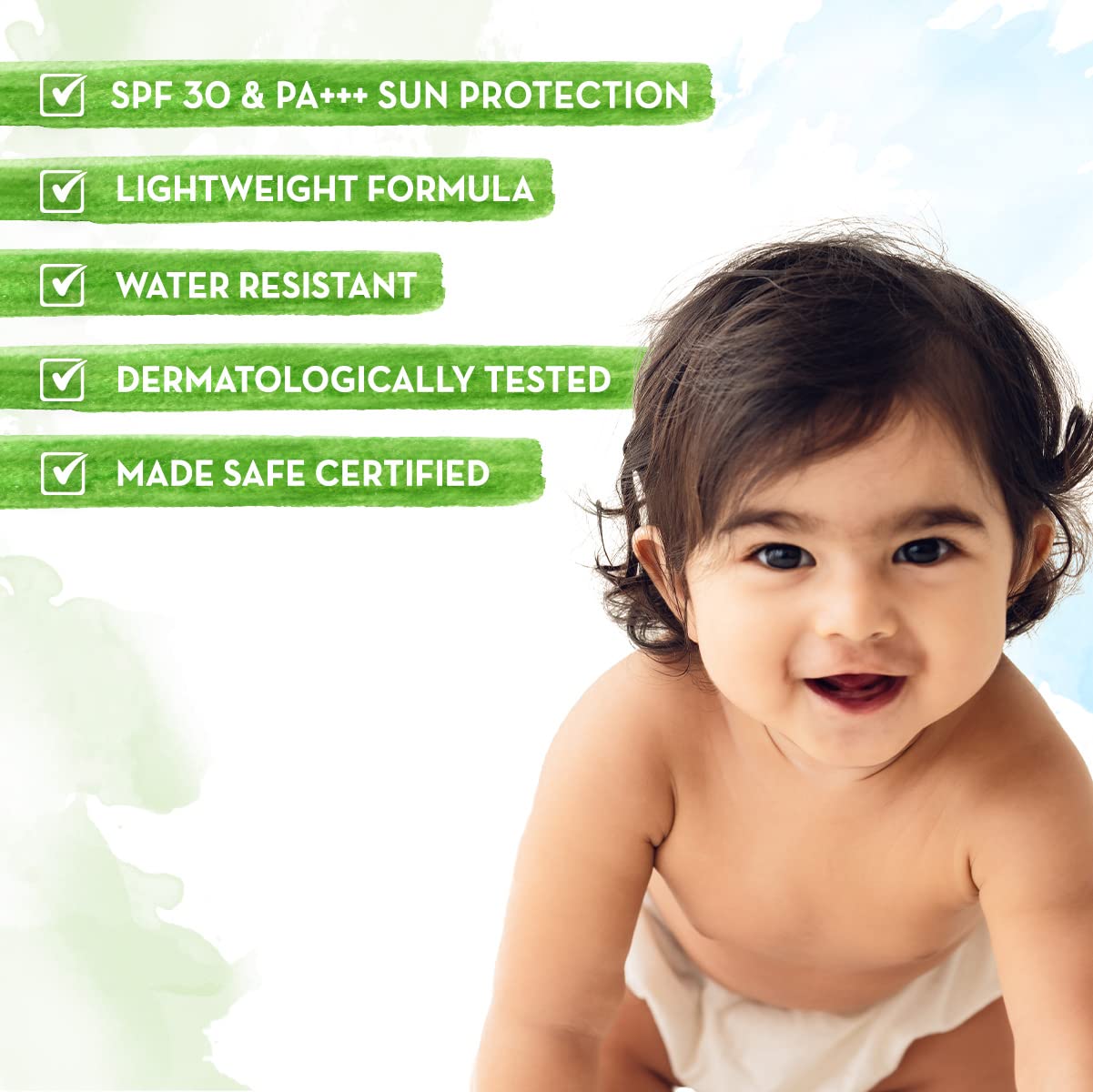 Mamaearth Milky Soft Mineral Based Sunscreen SPF 30 PA+++ with Oats, Milk & Calendula for Babies - 80g | Gentle Sun Protection for Infant Skin, Outdoor Activities & Daily Use