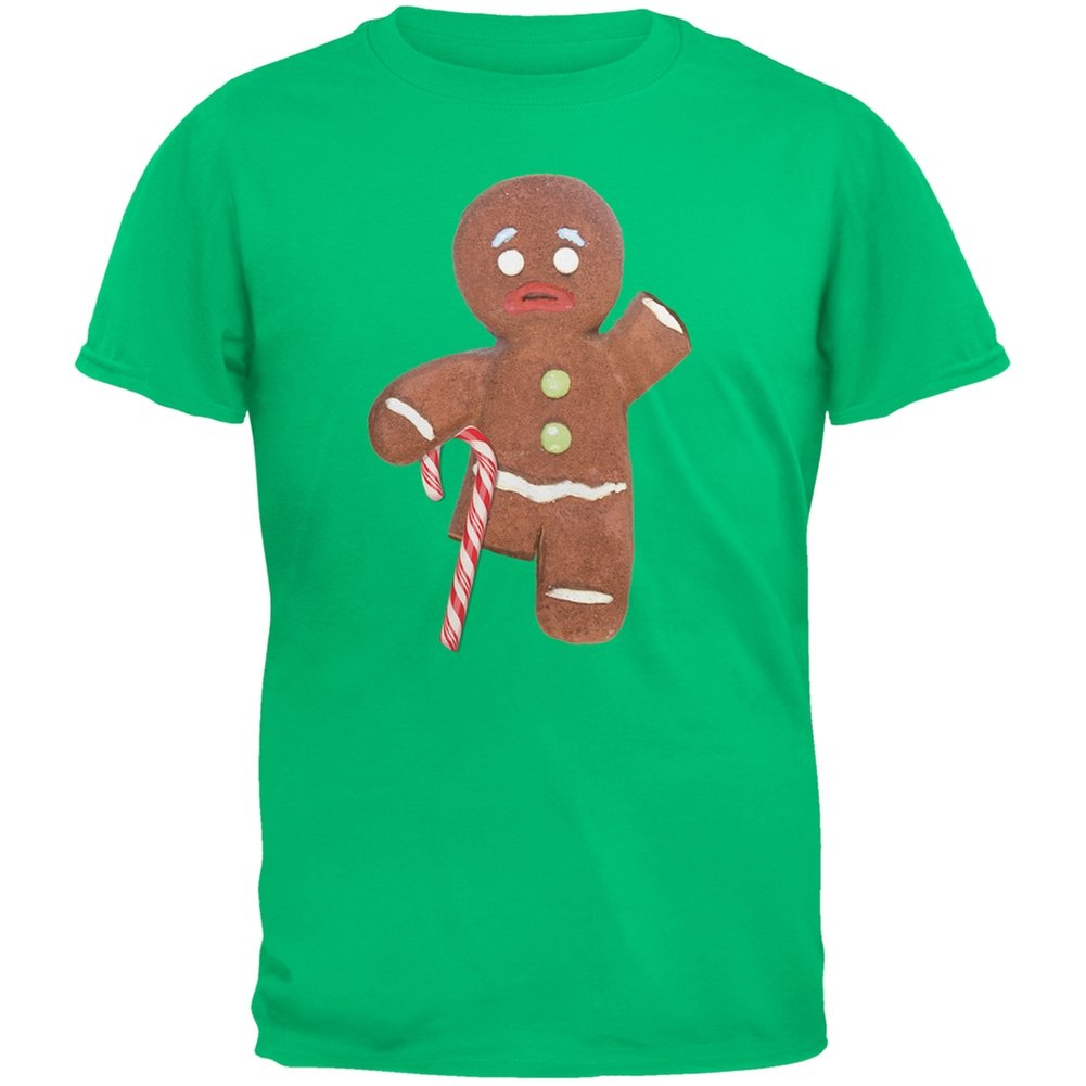 Old Glory Gingerbread Man with Candy Cane Crutch Green Youth T-Shirt - Christmas Holiday Kids Apparel for Boys & Girls - Perfect for Holiday Parties, Family Photos & Festive Gift Giving