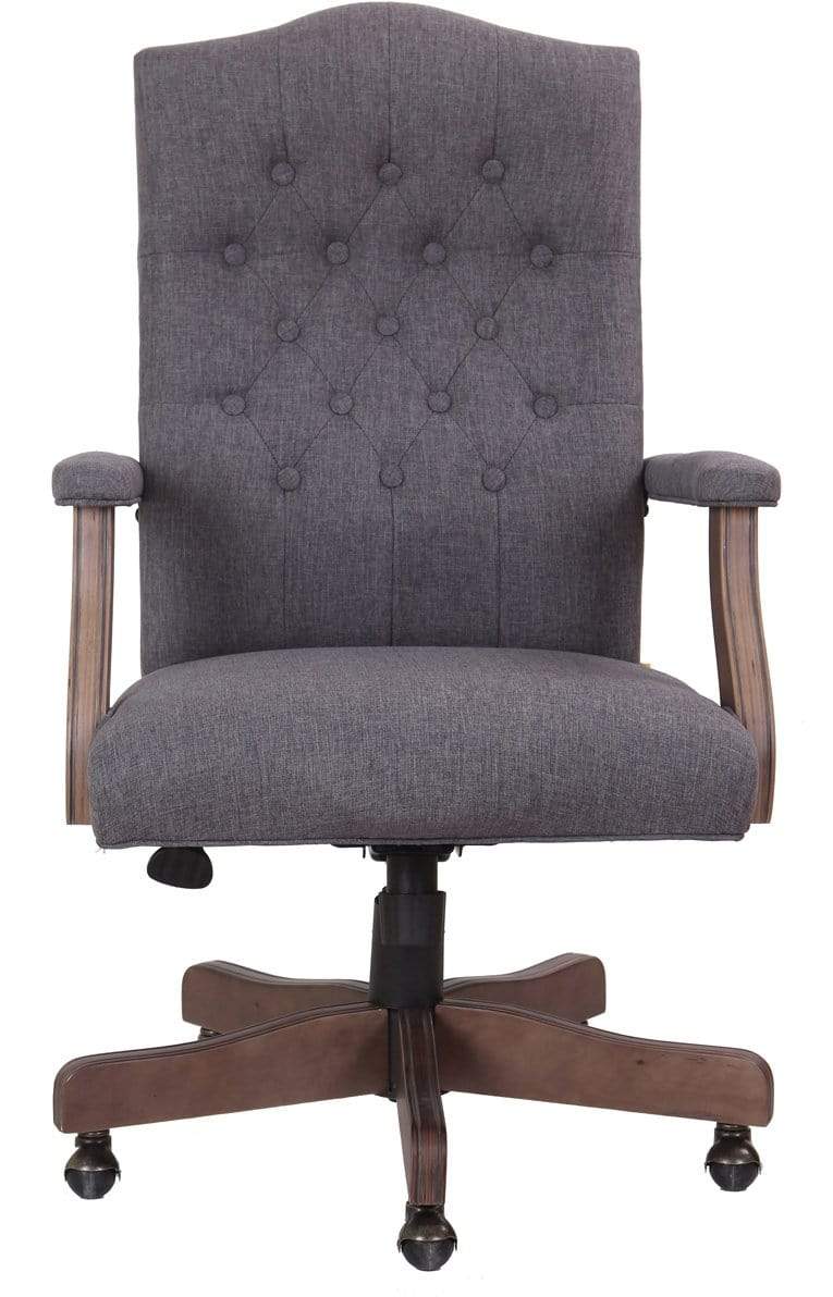 Premium BOSS Executive Office Chair - Velvet or Linen Upholstery with Driftwood Finish Frame [B905DW] - Perfect for Home Office, Conference Rooms & Executive Suites