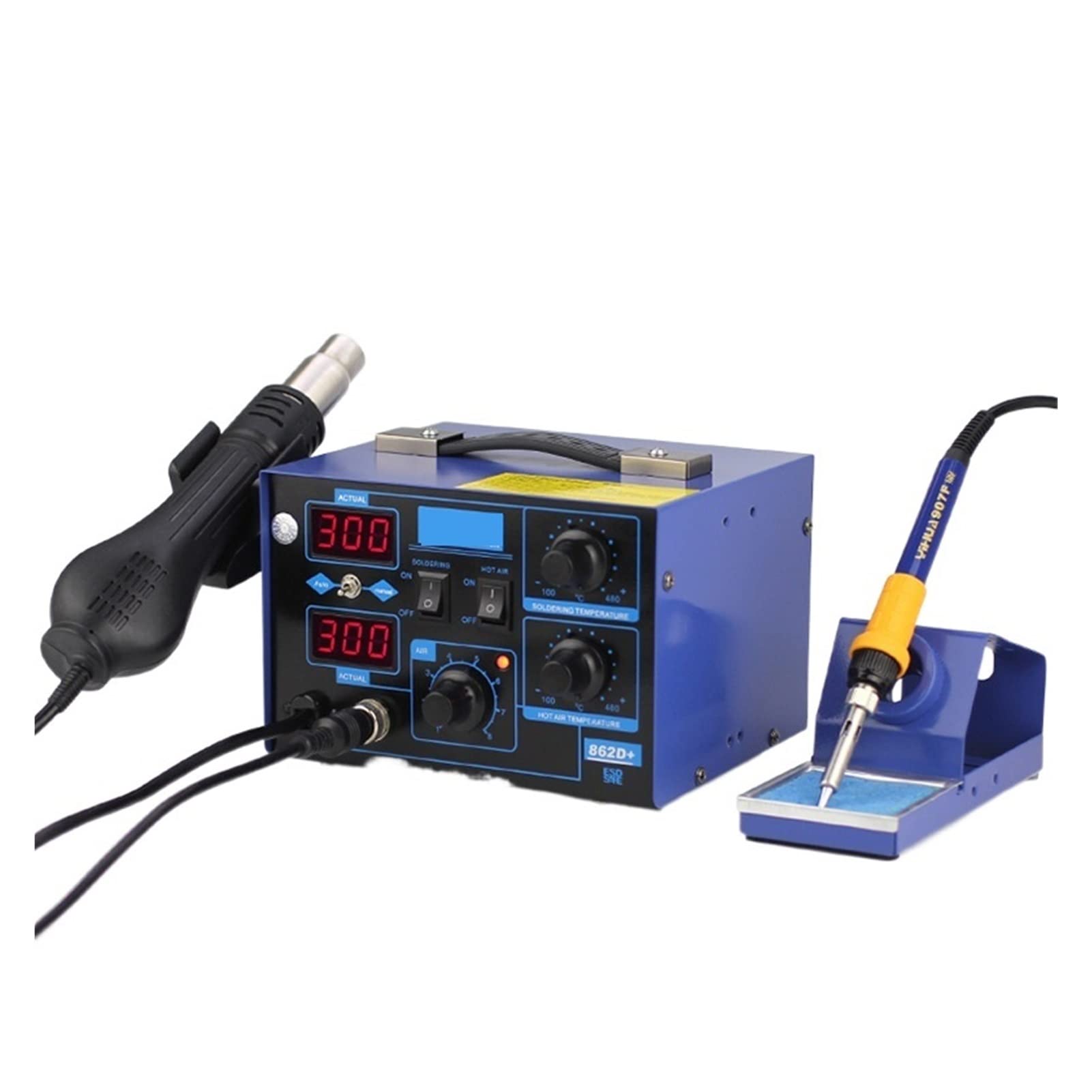 **M5RU 862D+ 2-in-1 Soldering Iron and Hot Air Gun Station – Professional Desoldering Kit for Electronics Repair, DIY Projects, and PCB Work**