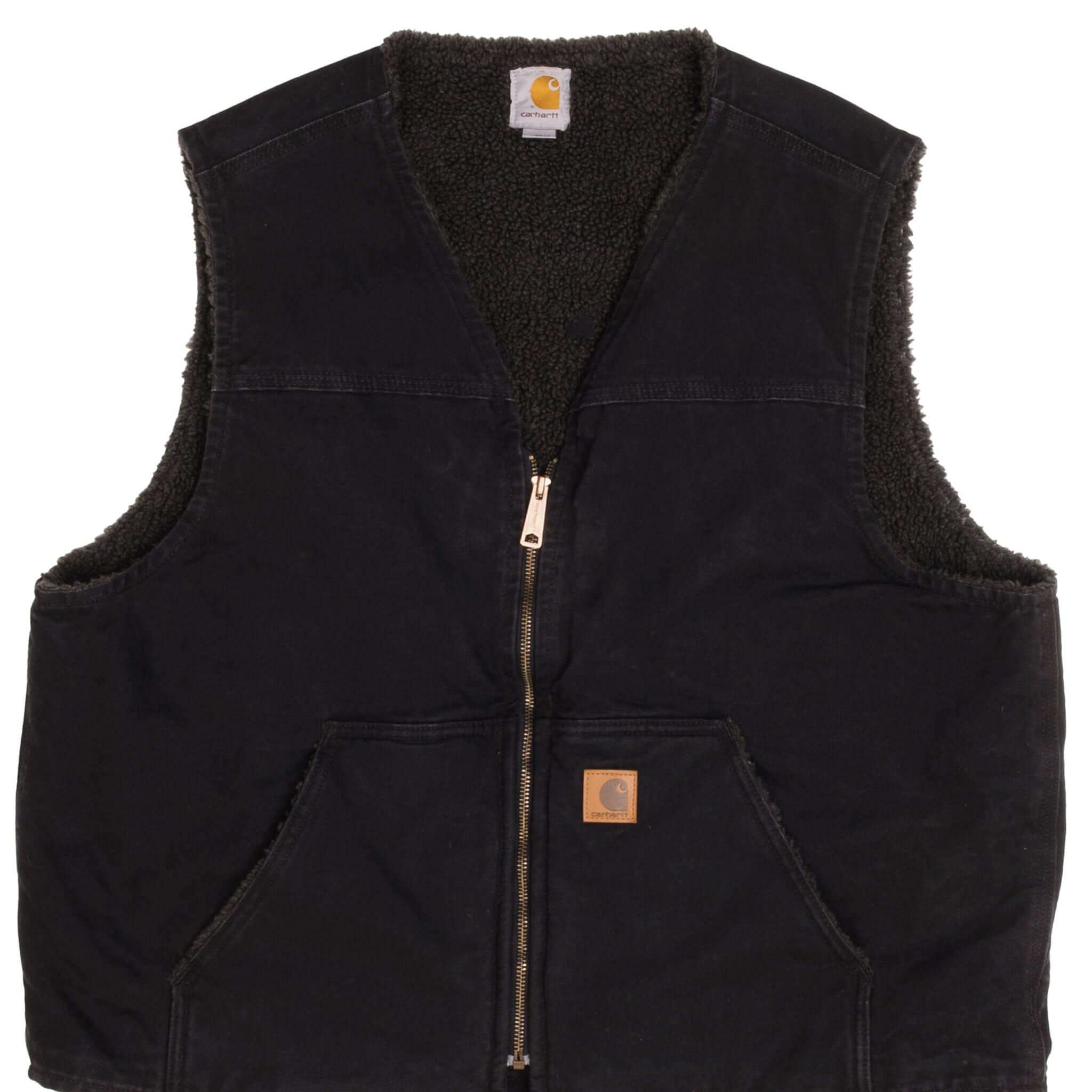 Vintage Carhartt Sherpa Lined Black Vest Jacket for Men - Size XL (V26BLK) | Warm Winter Workwear for Outdoor Activities & Casual Wear