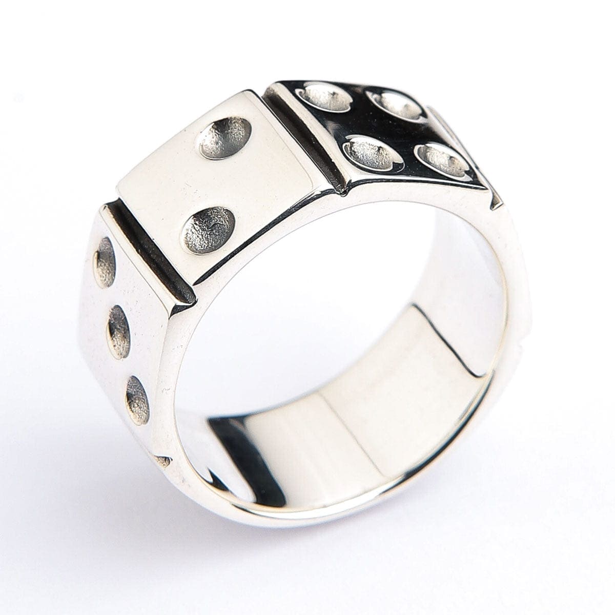Sterling Silver Men's Band Ring - Classic Dice Design for Stylish Everyday Wear | Perfect for Gifts, Weddings, and Casual Fashion