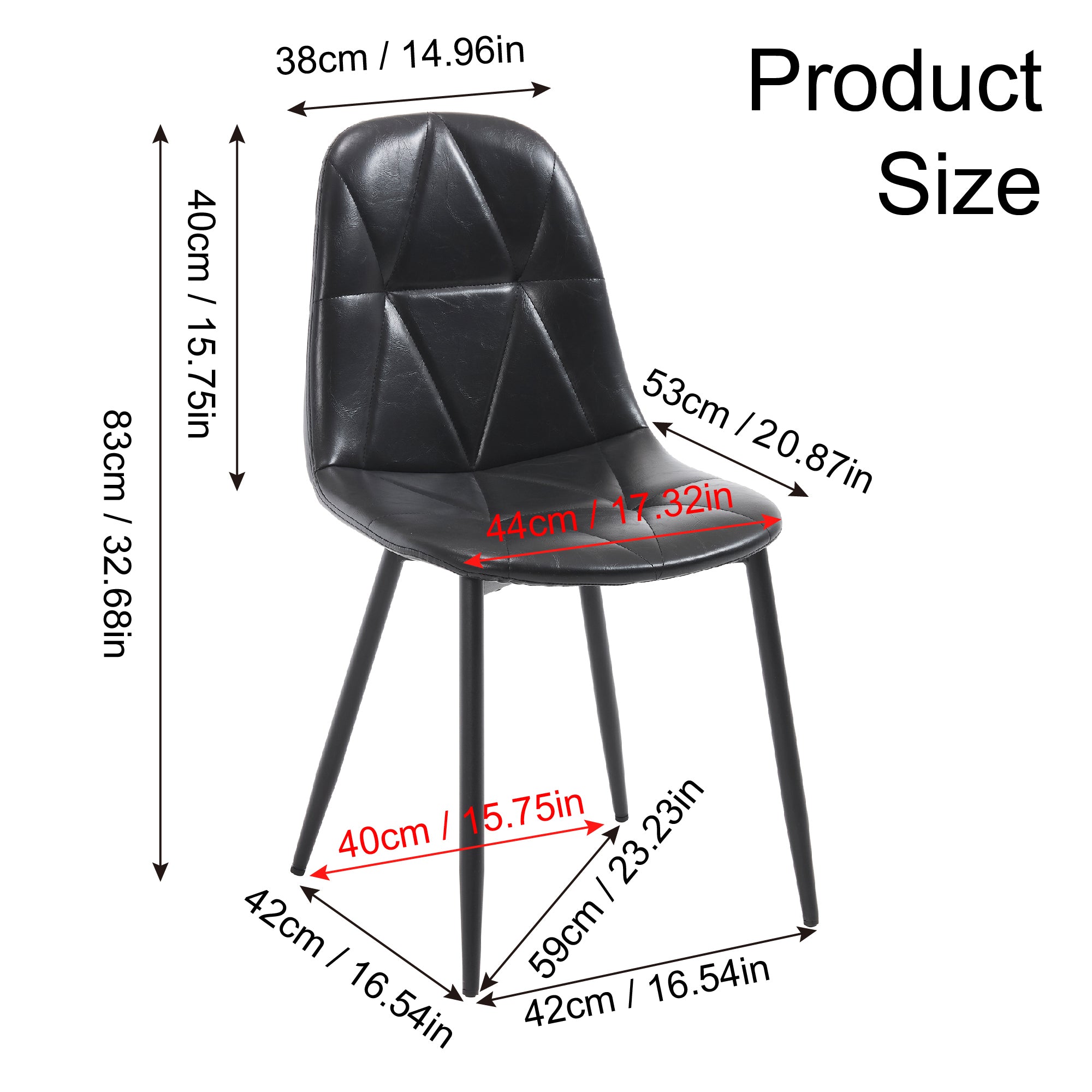 4-Piece Modern Upholstered Faux Leather Dining Chair Set with Metal Legs & High Back - Black Kitchen & Dining Room Chairs - Easy Assembly & Cleaning - Perfect for Home, Restaurant & Office Use