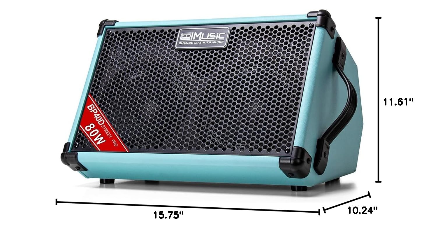 Coolmusic BP40D 80W Portable Bluetooth Acoustic Guitar Amplifier with Reverb, Chorus & Delay Effects - 6 Inputs, 3-Band EQ, Built-in Battery - Perfect for Outdoor Performances, Home Practice & Street Busking